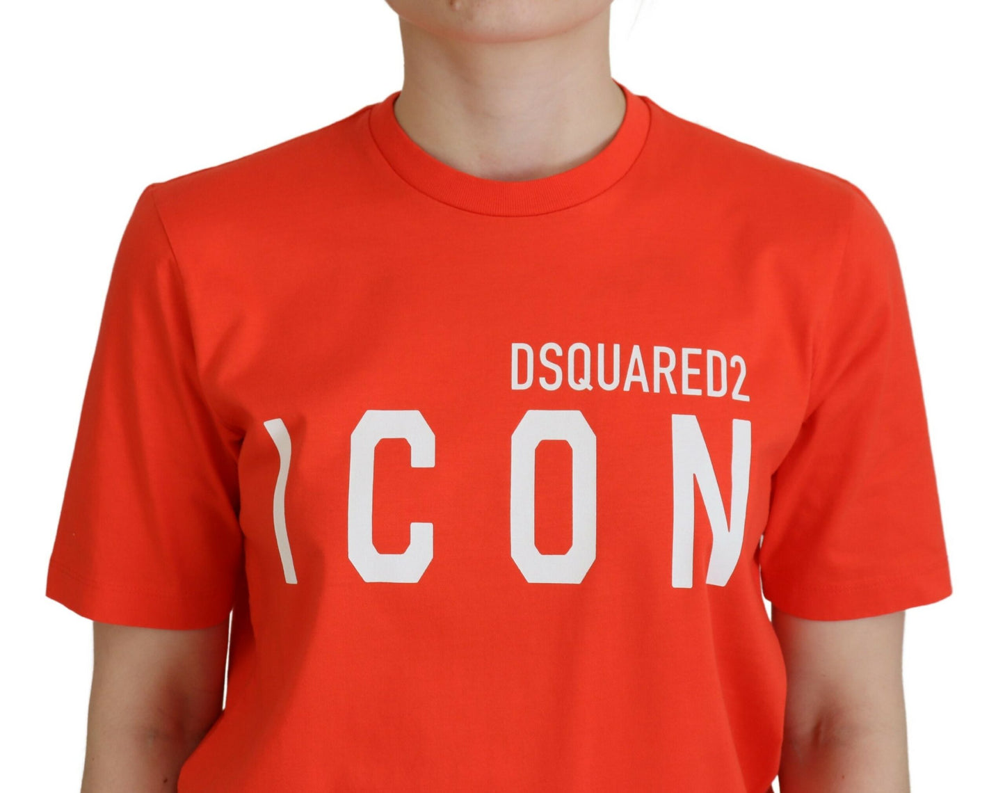 Dsquared² Orangefarbenes Baumwollglanz-Icon East Tee T-Shirt mit Rundhalsausschnitt