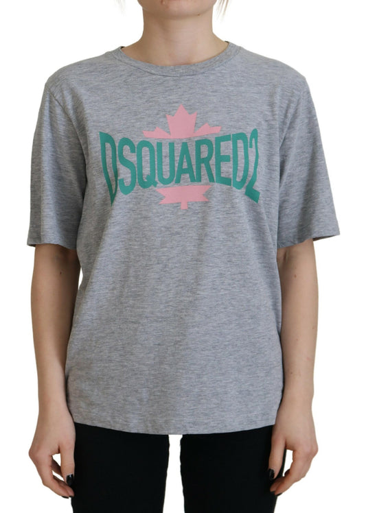 Dsquared² Graues Logo Baumwoll-Crewneck-T-Shirt mit kurzen Ärmeln