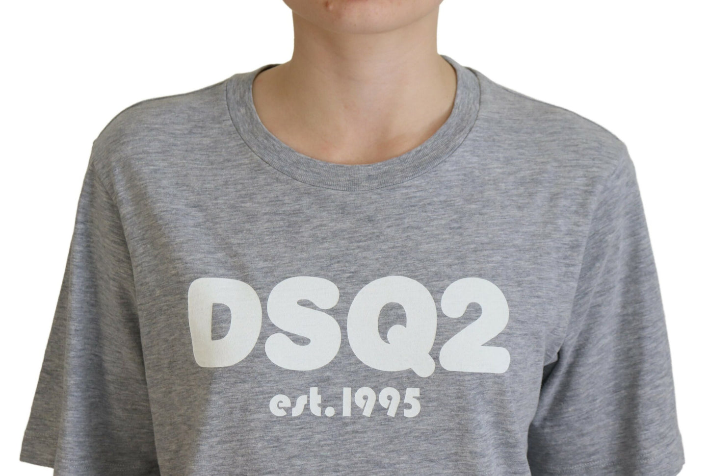 Dsquared² Graues Logo Baumwoll-Crewneck-T-Shirt mit kurzen Ärmeln