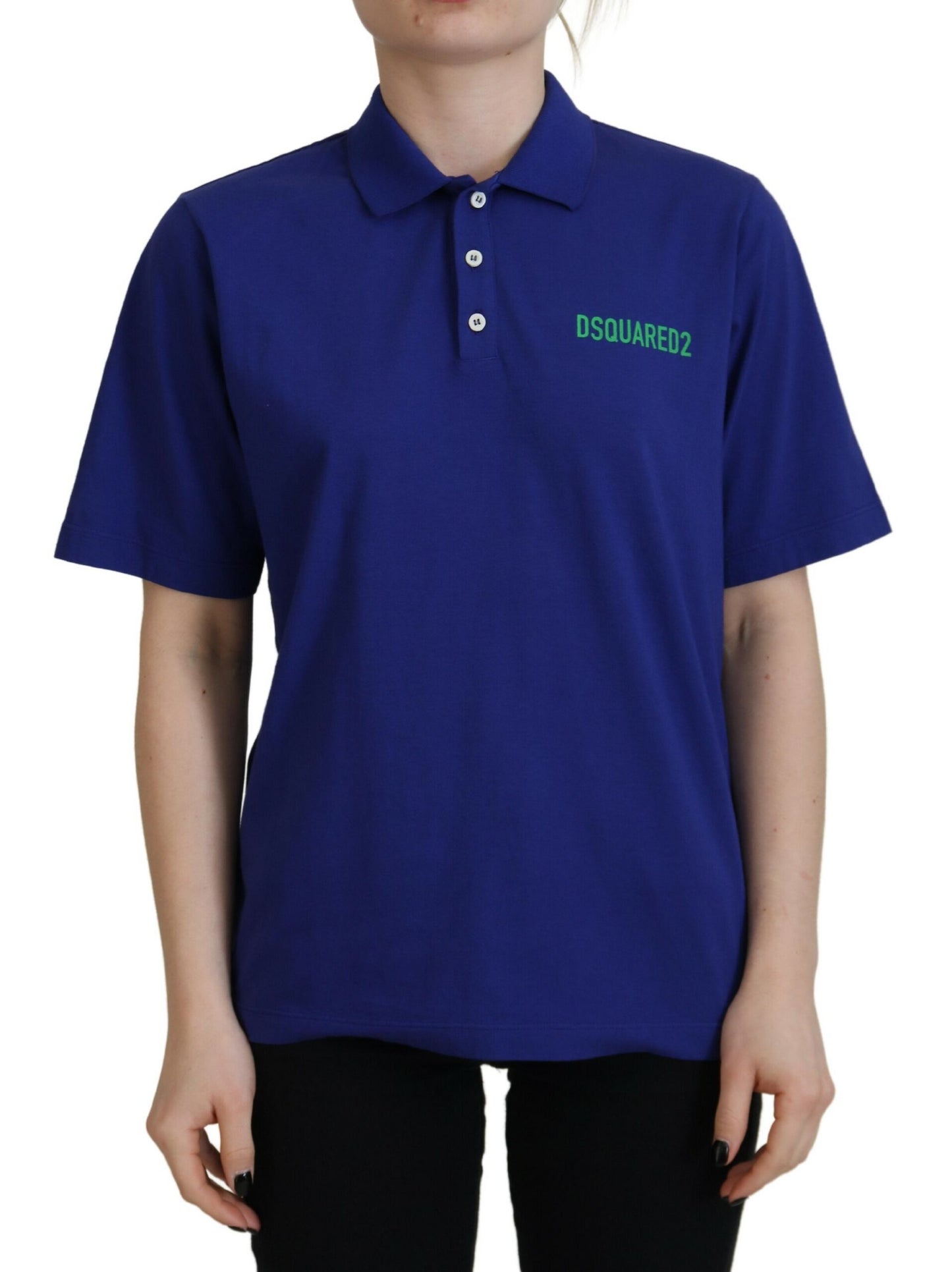 Dsquared² Blaues Collared Writings Polo-Shirt mit kurzen Ärmeln