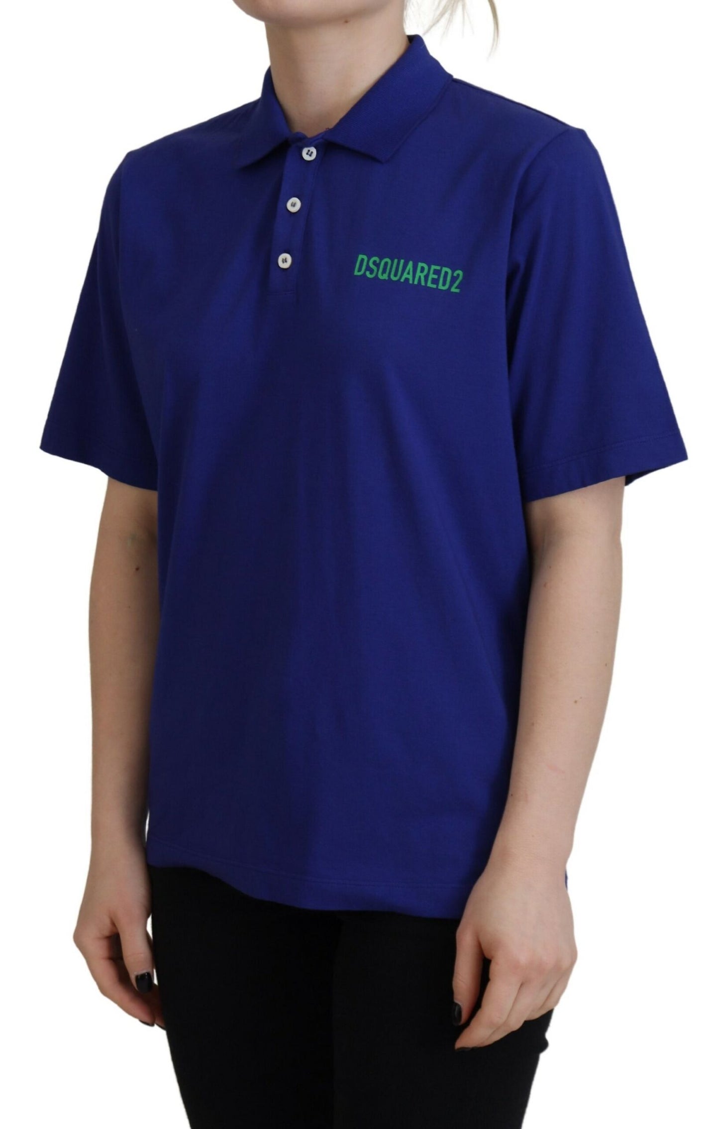 Dsquared² Blaues Collared Writings Polo-Shirt mit kurzen Ärmeln