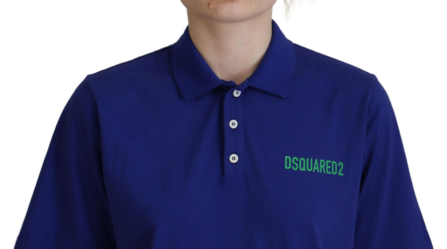 Dsquared² Blaues Collared Writings Polo-Shirt mit kurzen Ärmeln