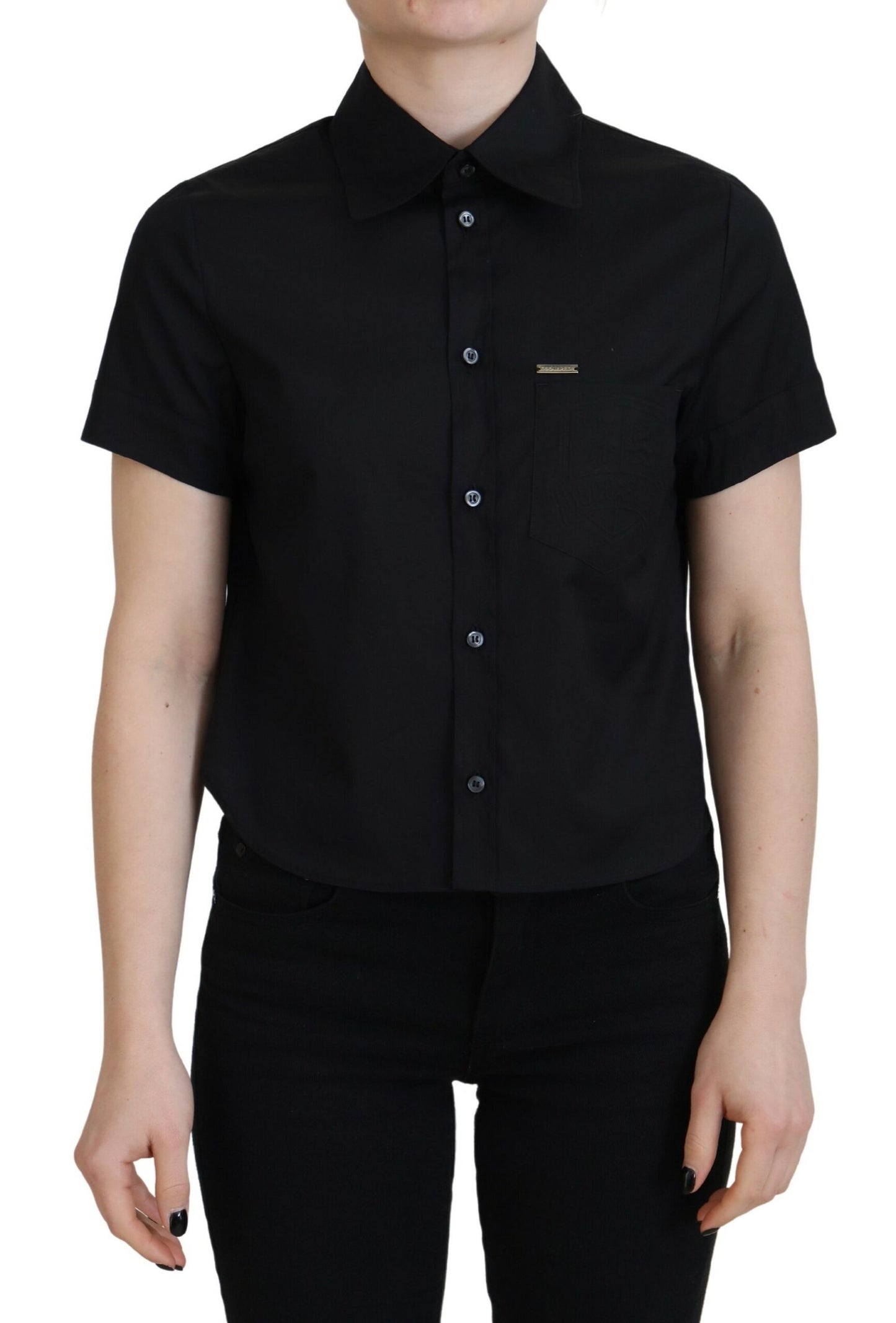 Dsquared² Black polo shirt with button placket and short sleeves