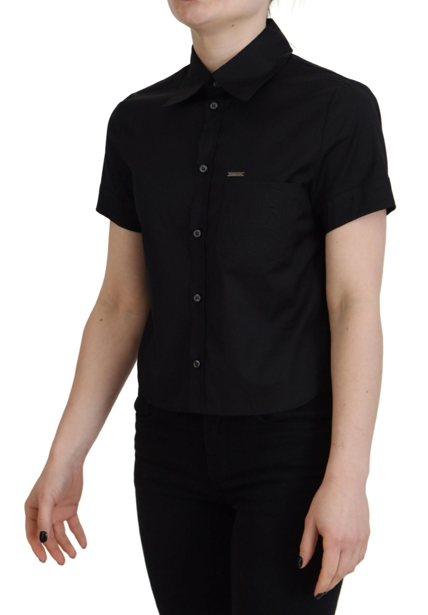 Dsquared² Black polo shirt with button placket and short sleeves