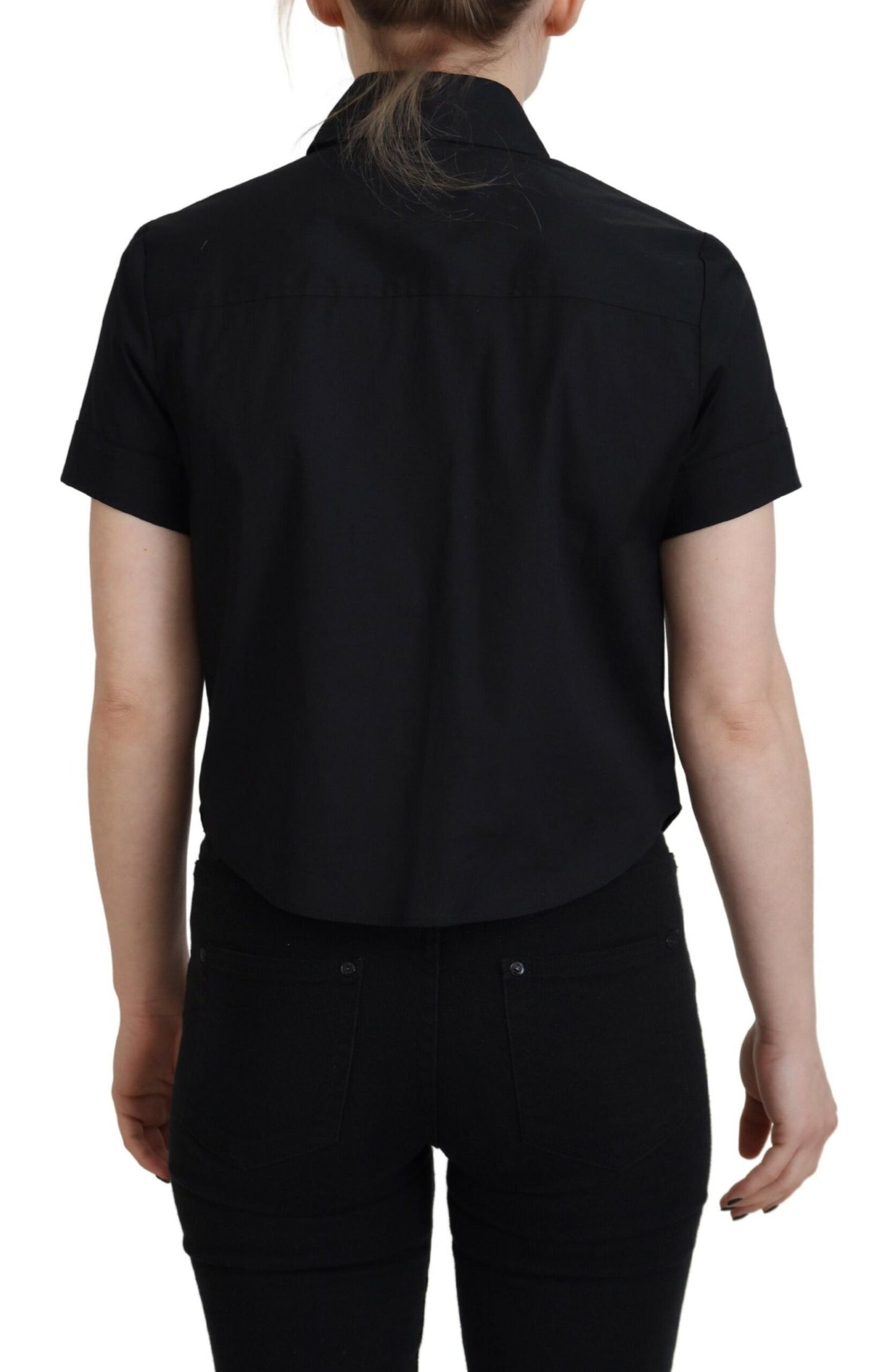 Dsquared² Black polo shirt with button placket and short sleeves