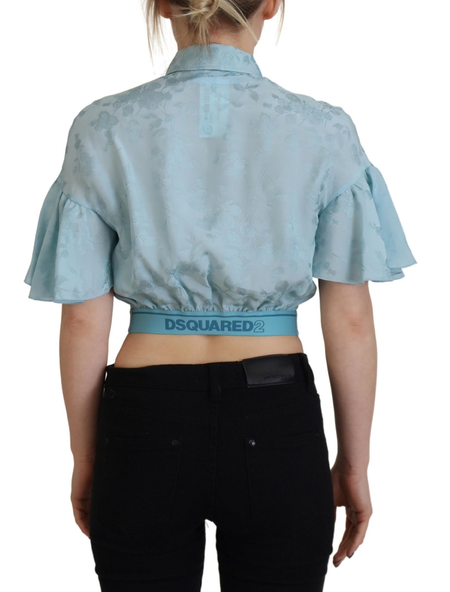 Dsquared² Short-sleeved top with blue collar and button placket