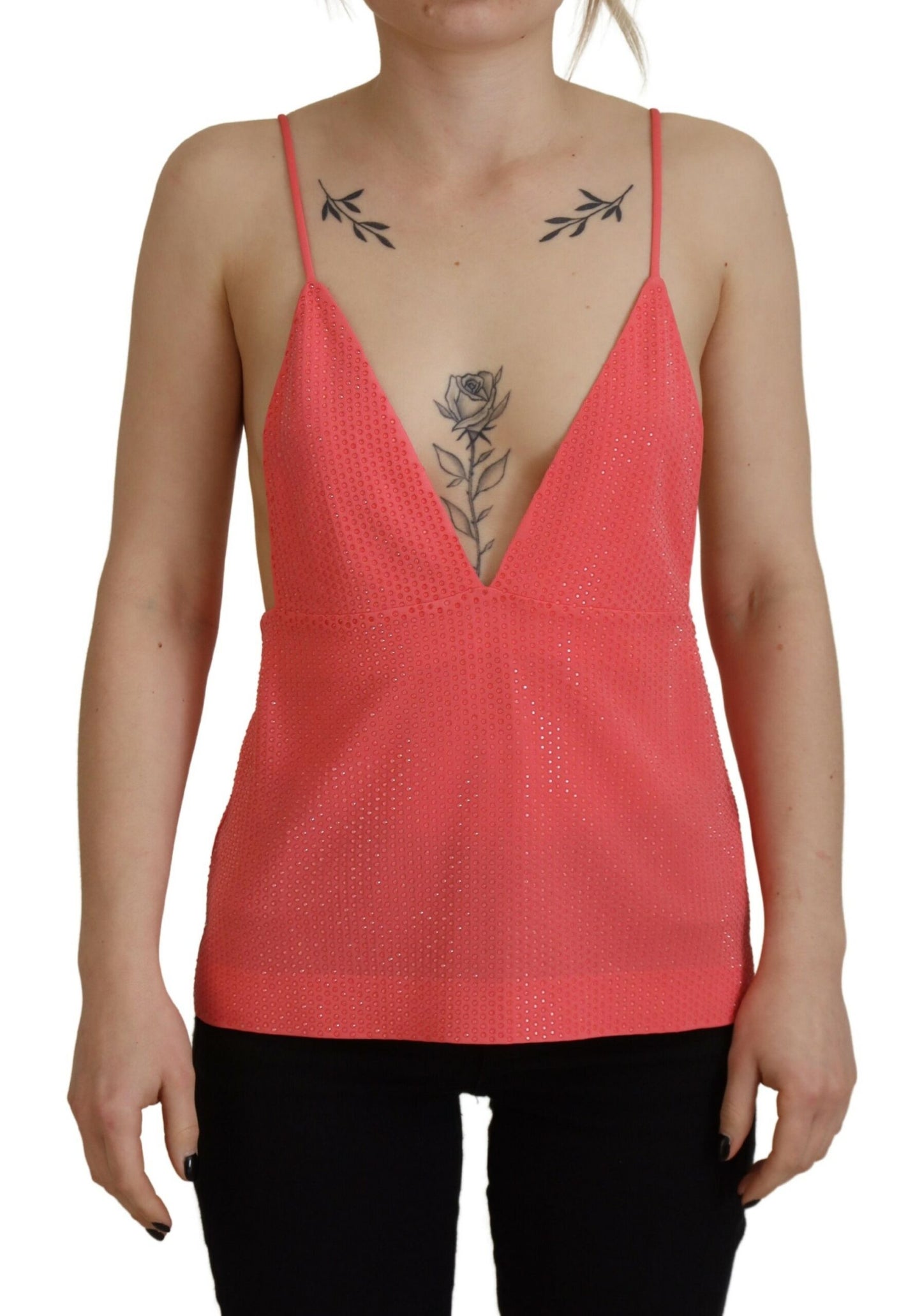 Dsquared² Pink Sleeveless Spaghetti Strap V-Neck Cami Top