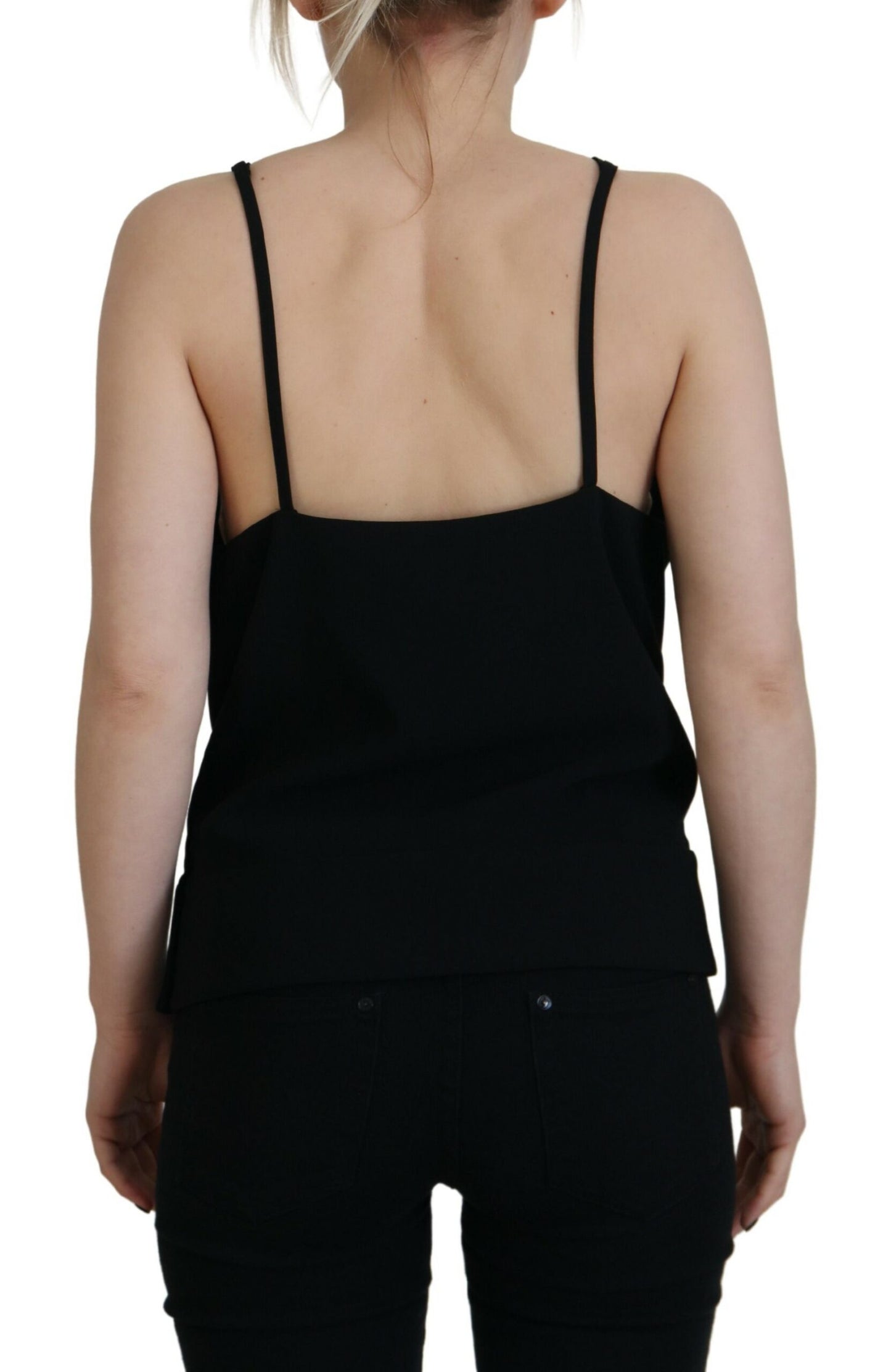 Dsquared² Black embellished sleeveless tank top with deep V-neck