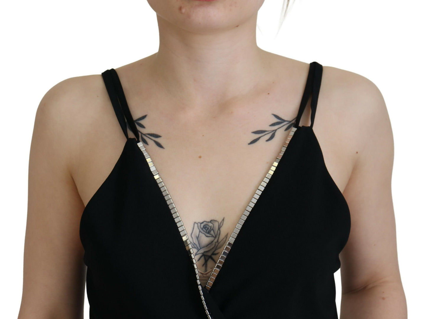 Dsquared² Black embellished sleeveless tank top with deep V-neck