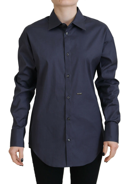 Dsquared² Navy Blue Cotton Button Down Shirt