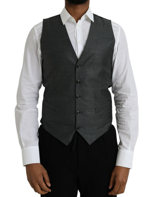 Dolce &amp; Gabbana Gray Wool Formal Dress Vest Waistcoat