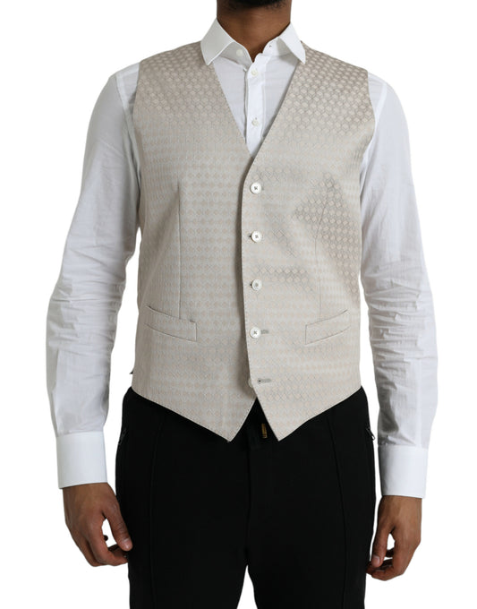 Dolce &amp; Gabbana Off White Cotton Vest Dress Formal Vest