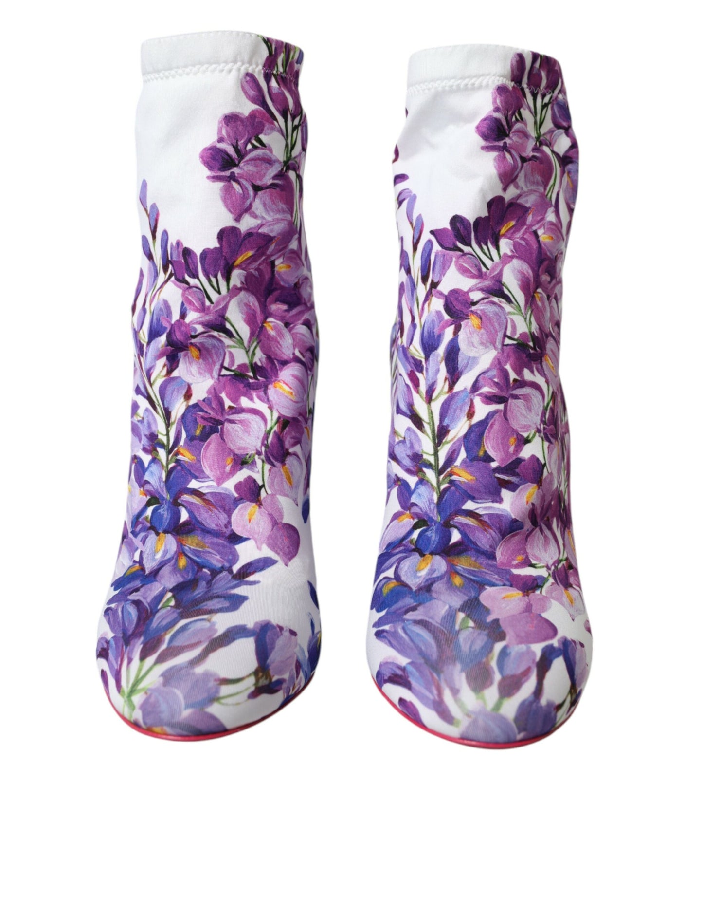 Dolce &amp; Gabbana White Floral Jersey Stretch Boots -kengät