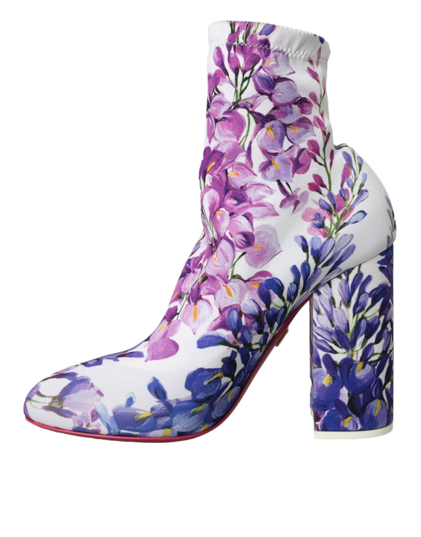 Dolce &amp; Gabbana White Floral Jersey Stretch Boots -kengät