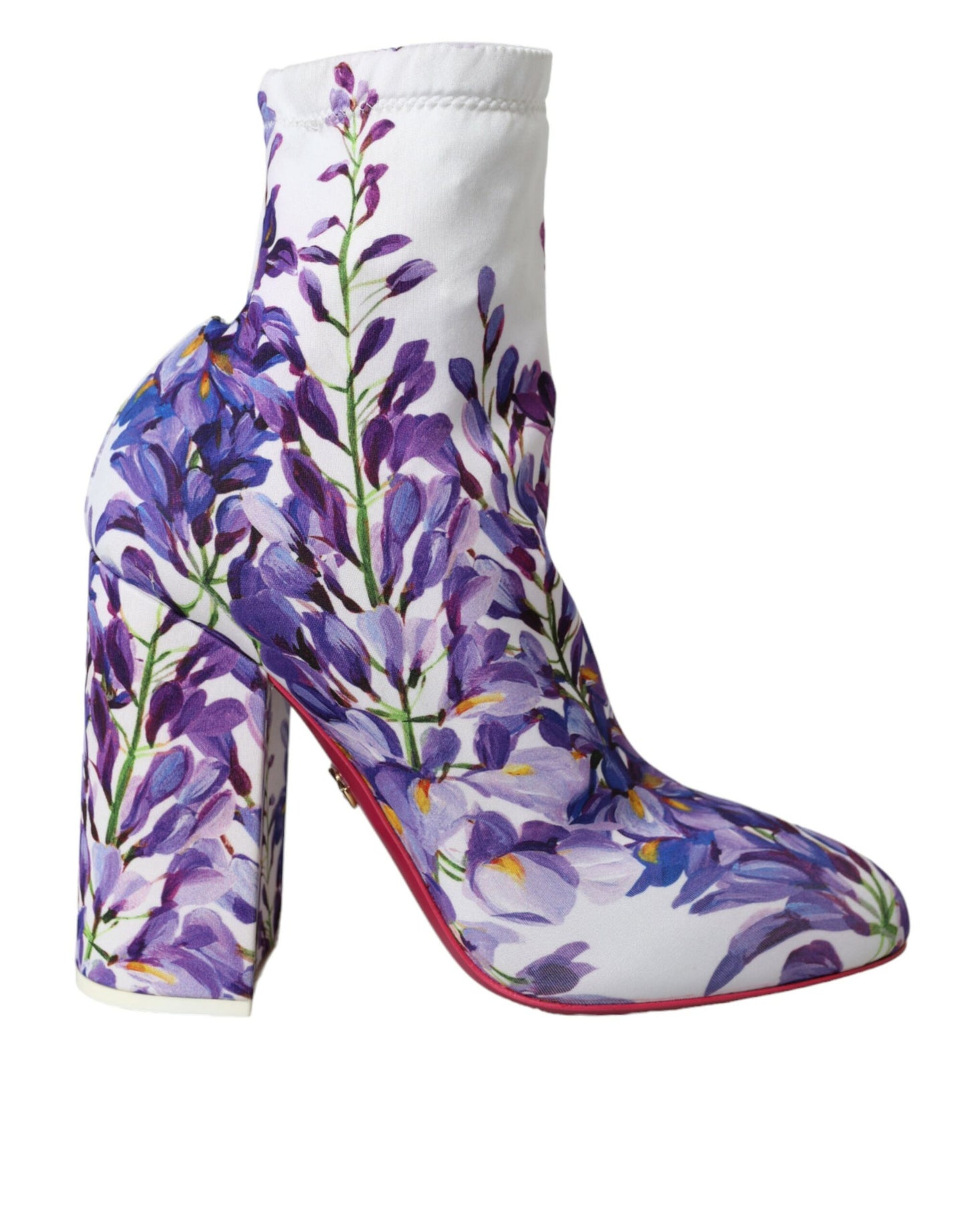 Dolce &amp; Gabbana White Floral Jersey Stretch Boots -kengät