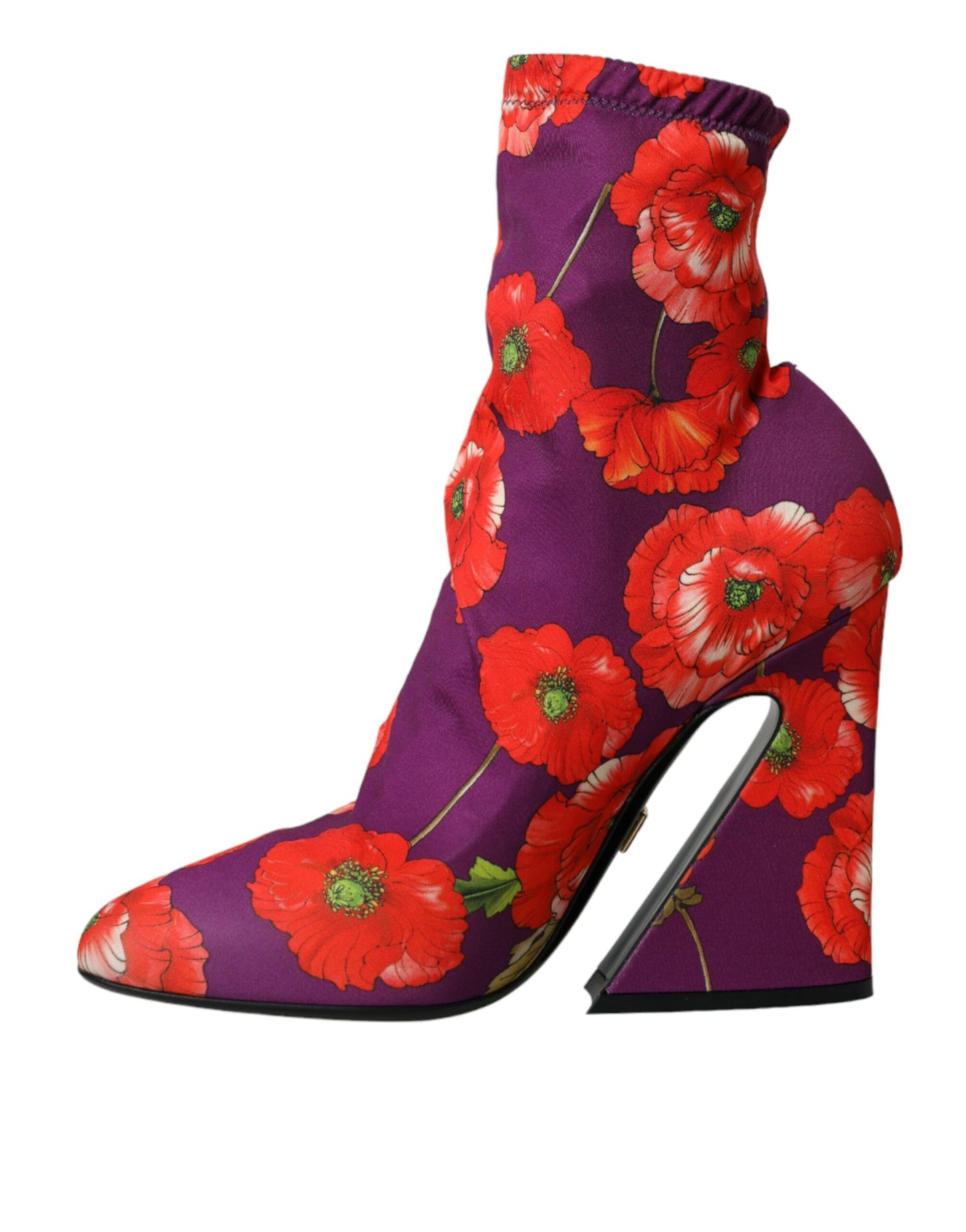 Dolce &amp; Gabbana Purple Floral Jersey Stretch Boots -kengät