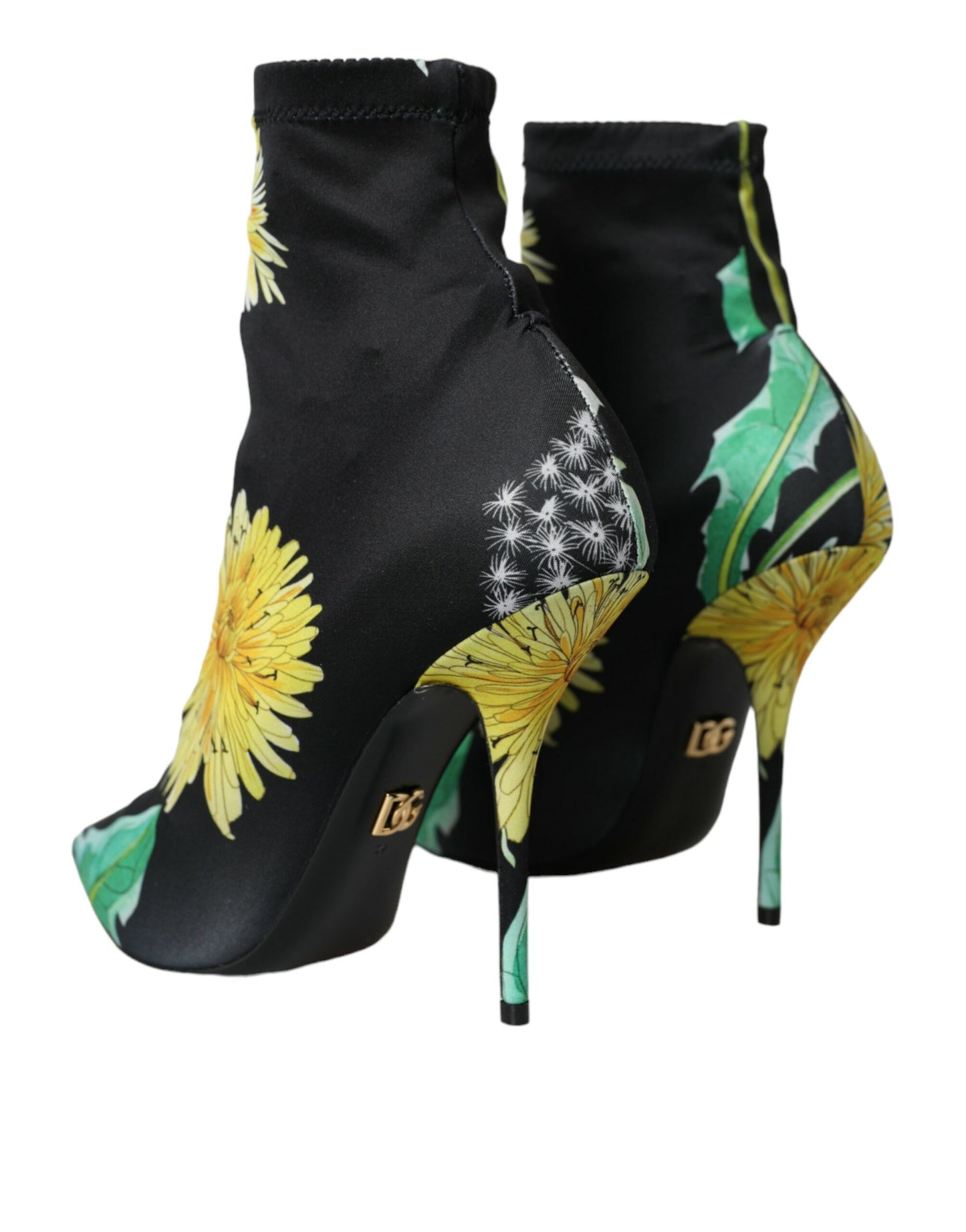 Dolce &amp; Gabbana Black Floral Jersey Stretch Boots -kengät