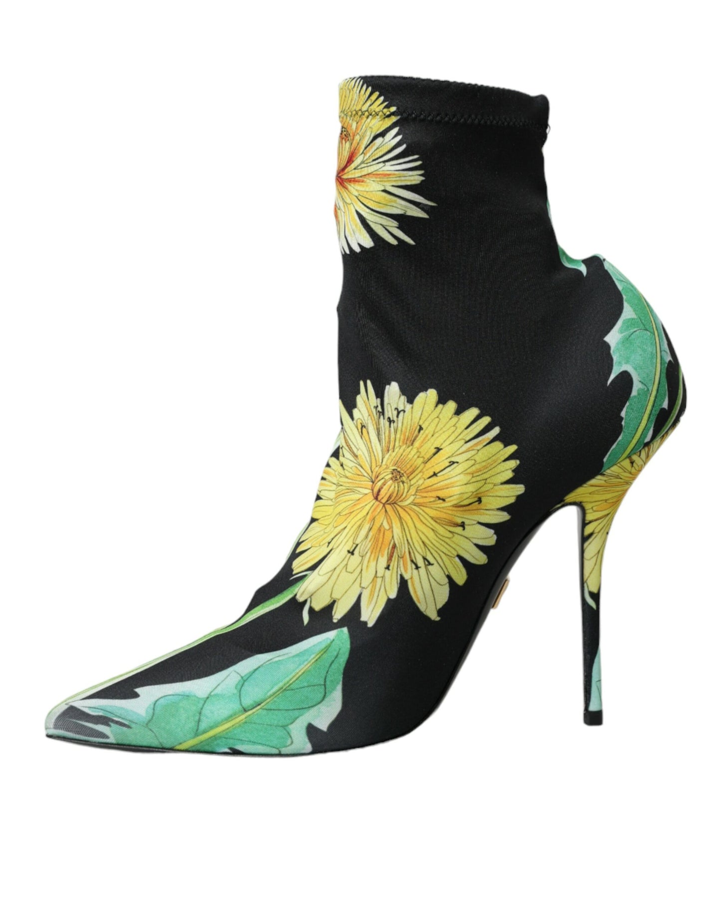 Dolce &amp; Gabbana Black Floral Jersey Stretch Boots -kengät