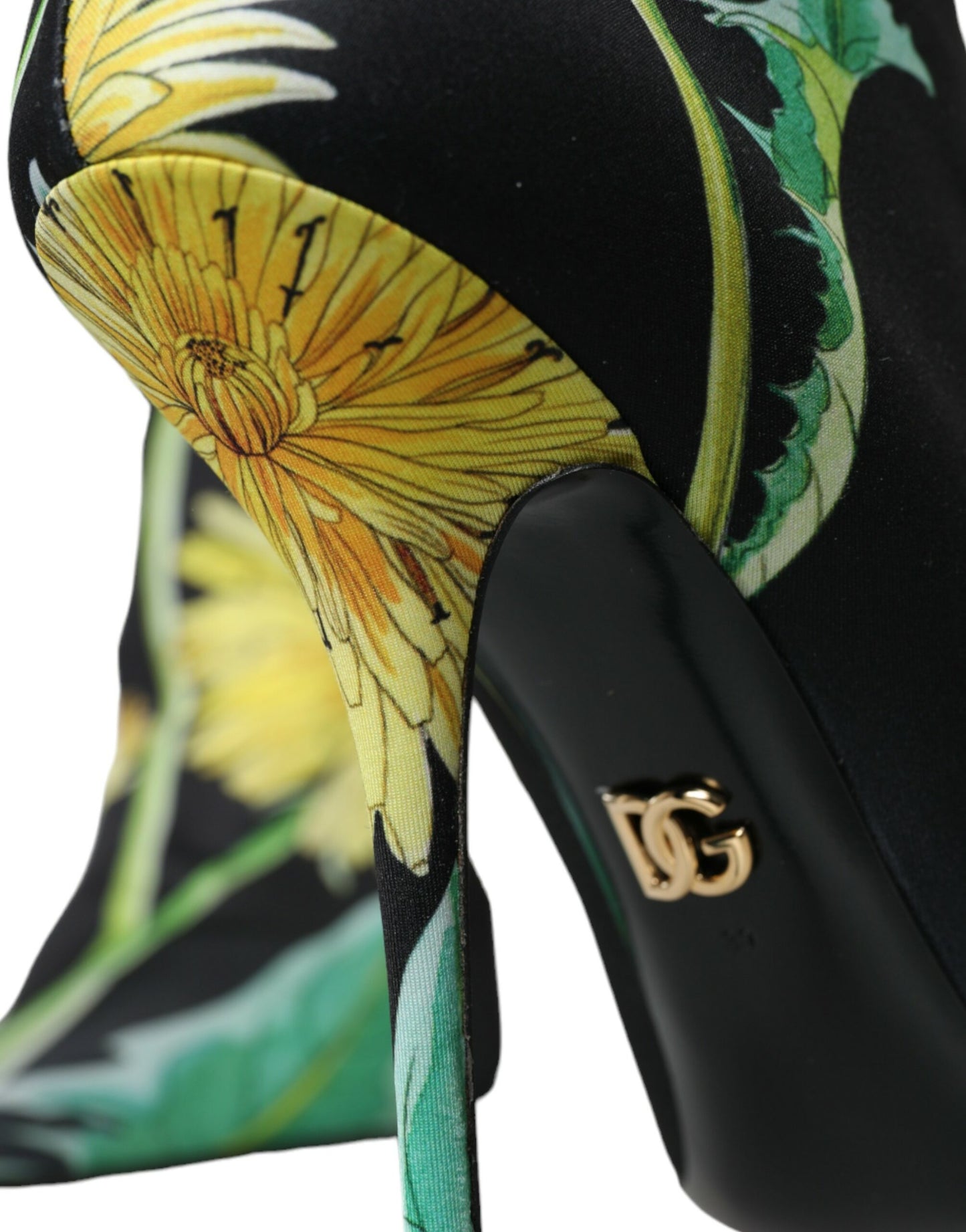 Dolce &amp; Gabbana Black Floral Jersey Stretch Boots -kengät