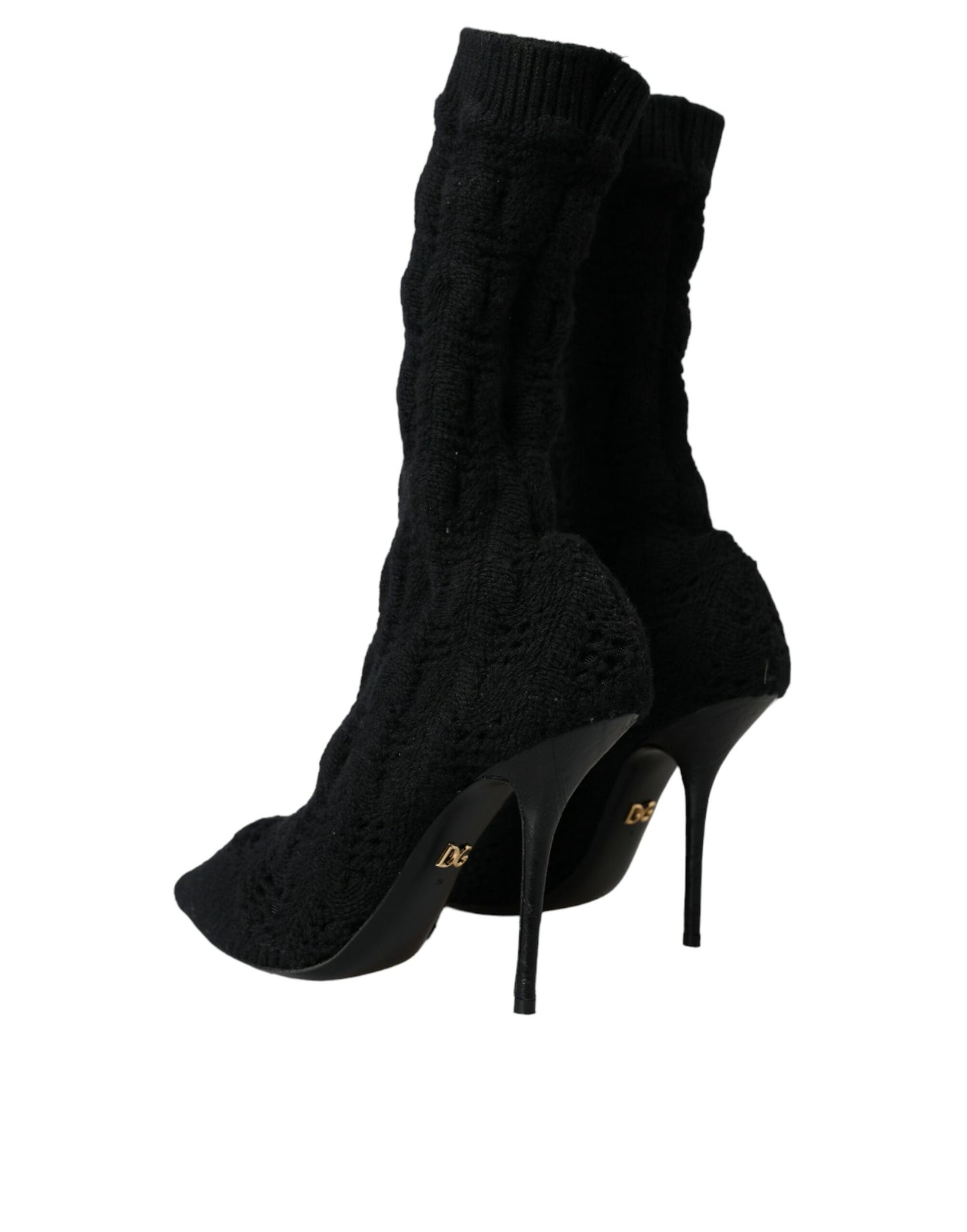 Dolce &amp; Gabbana Black Stiletto Heels Mid Calf Boots -kengät