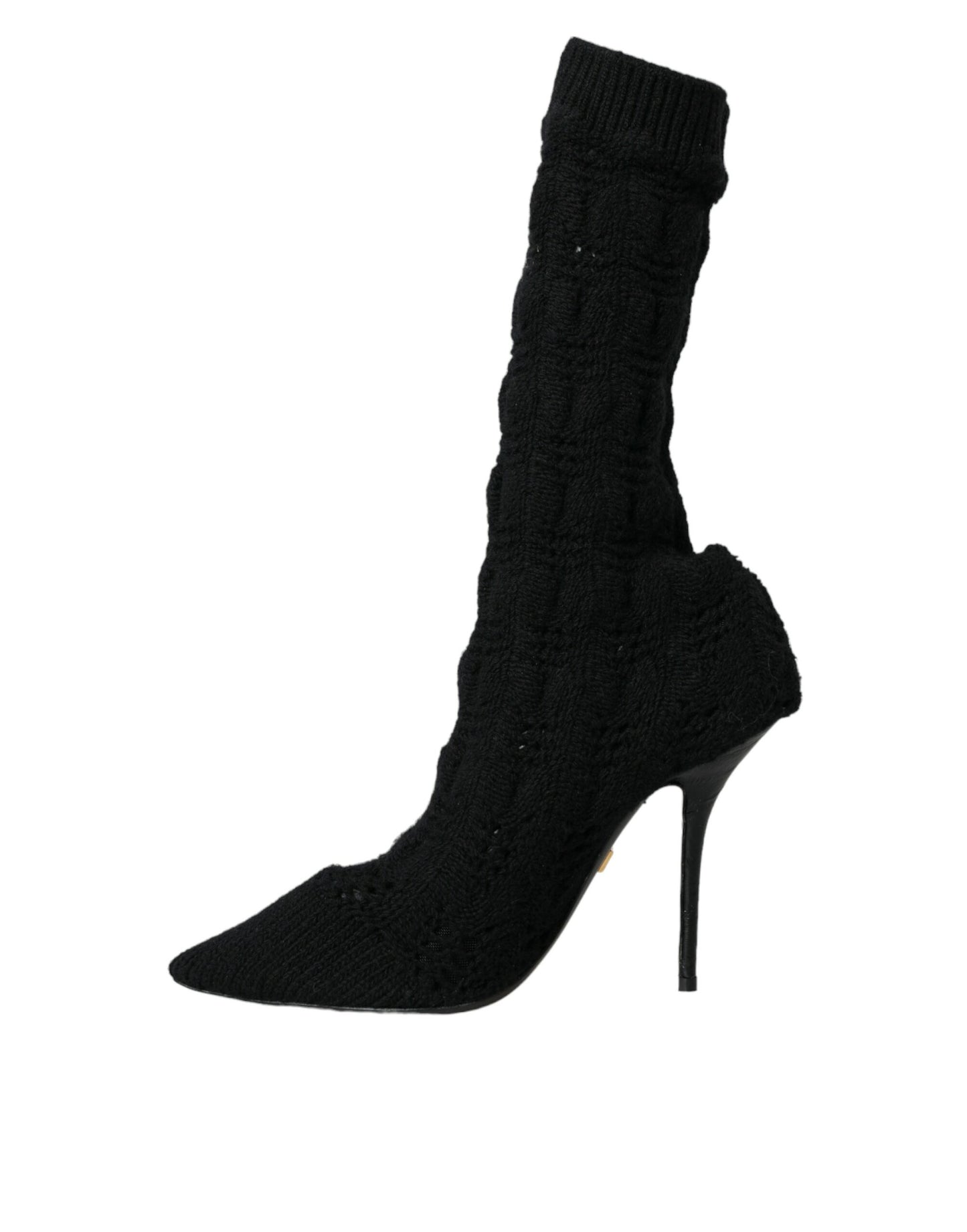 Dolce &amp; Gabbana Black Stiletto Heels Mid Calf Boots -kengät