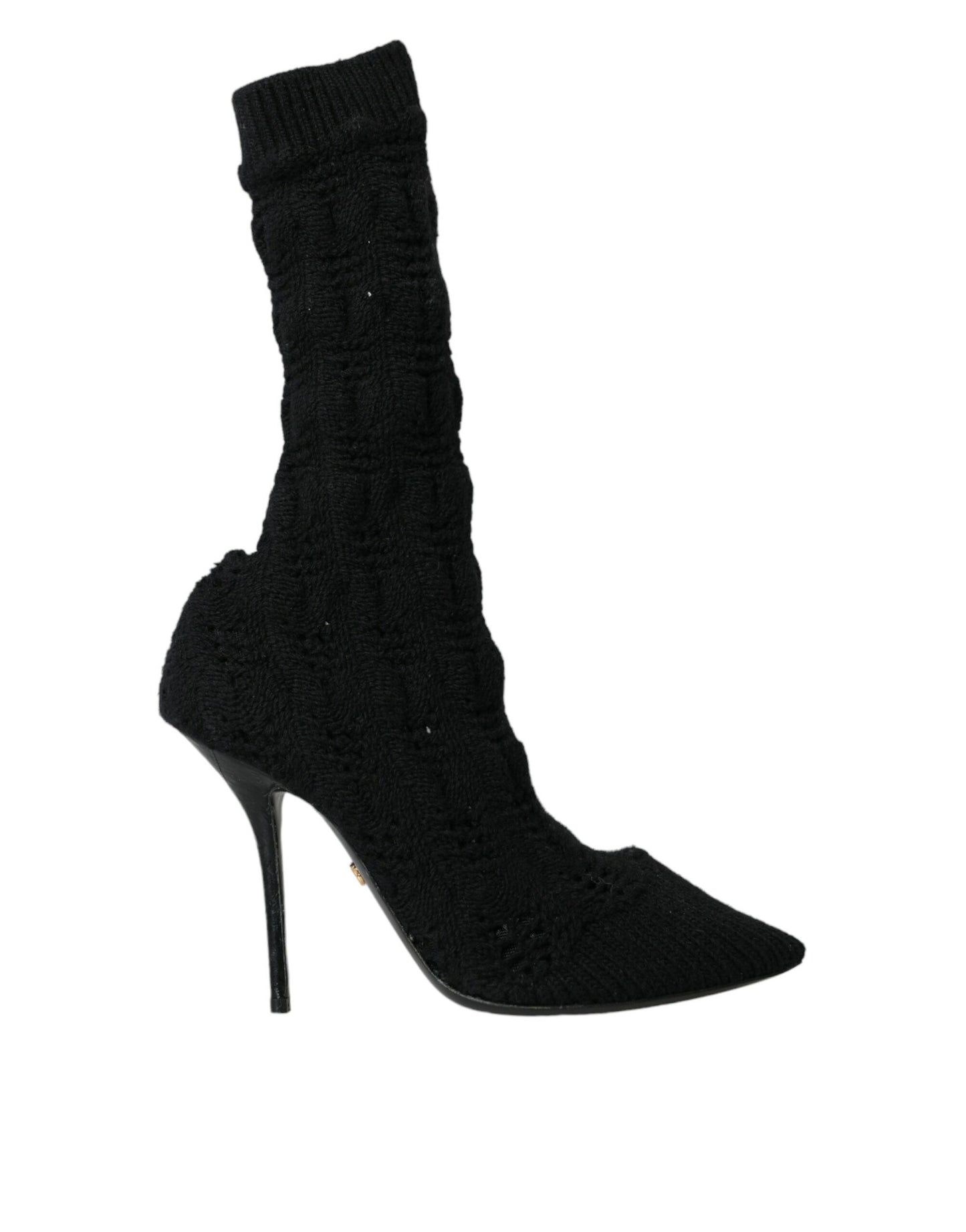 Dolce &amp; Gabbana Black Stiletto Heels Mid Calf Boots -kengät