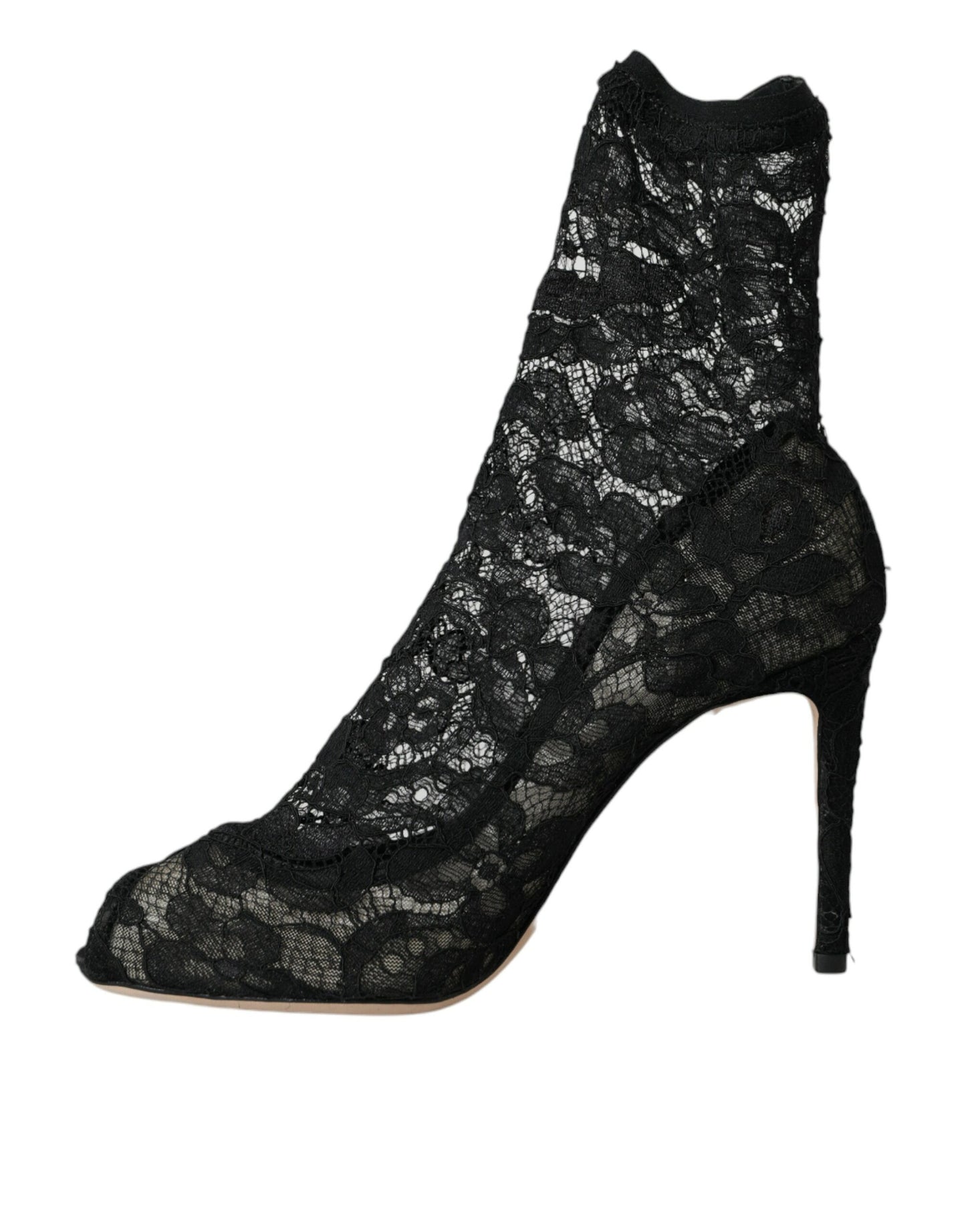 Dolce &amp; Gabbana Black Stretch Taormina Pointed Boots Shoes