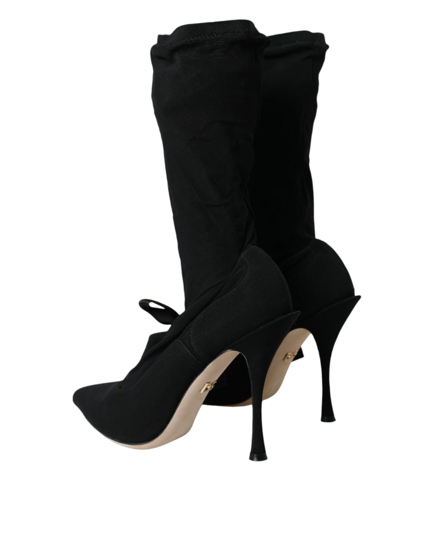 Dolce &amp; Gabbana Black Stiletto Heels Mid Calf Boots -kengät