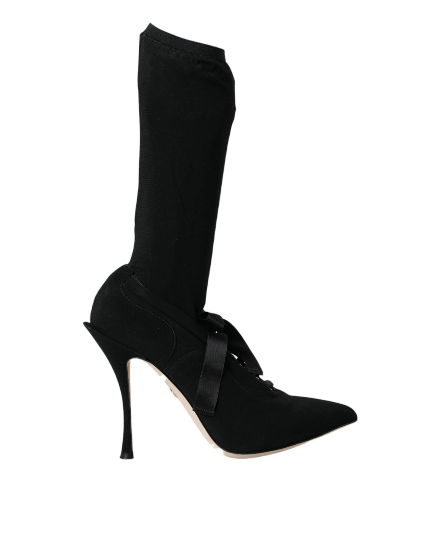 Dolce &amp; Gabbana Black Stiletto Heels Mid Calf Boots -kengät