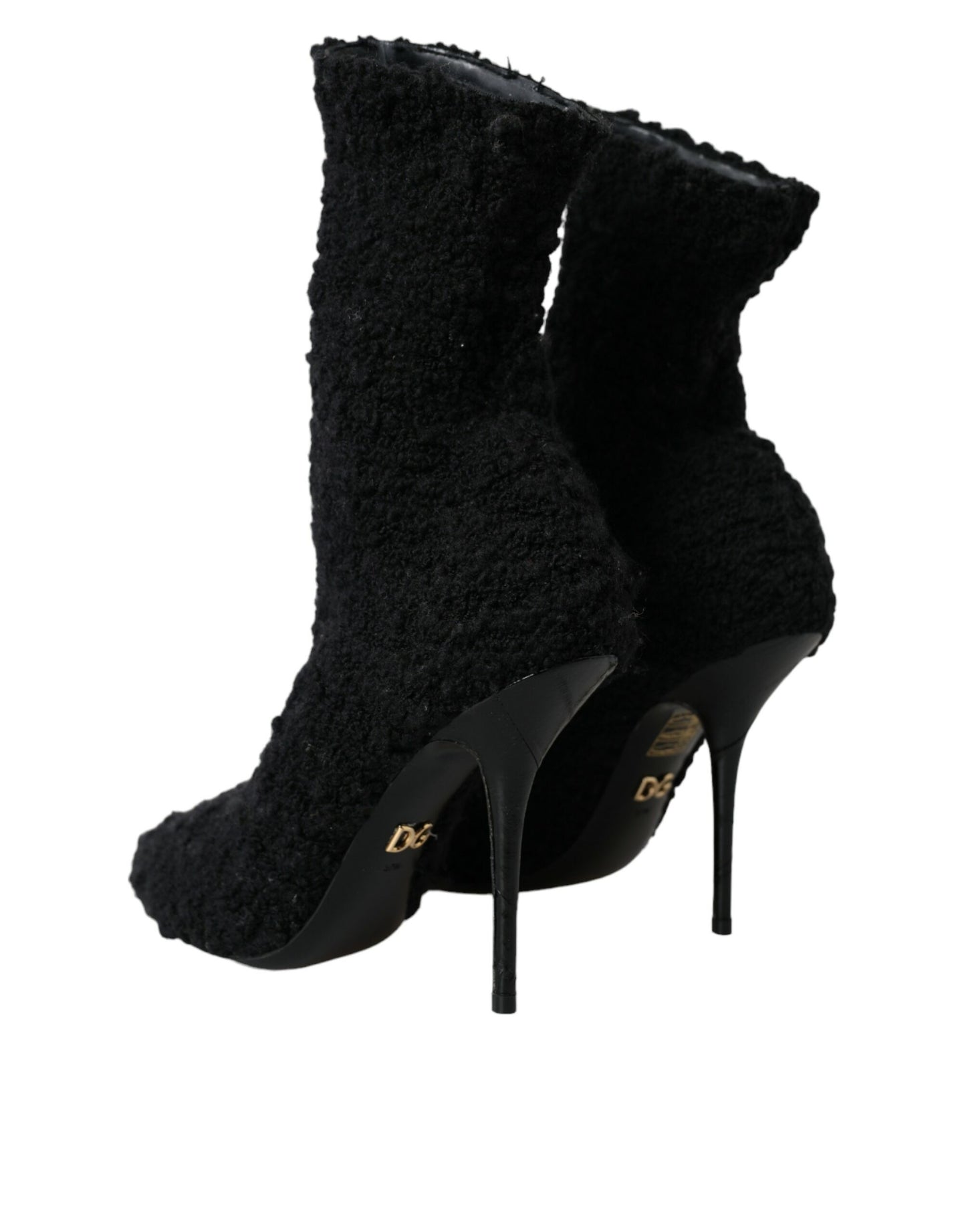 Dolce &amp; Gabbana Black Stiletto Heels Mid Calf Boots Shoes