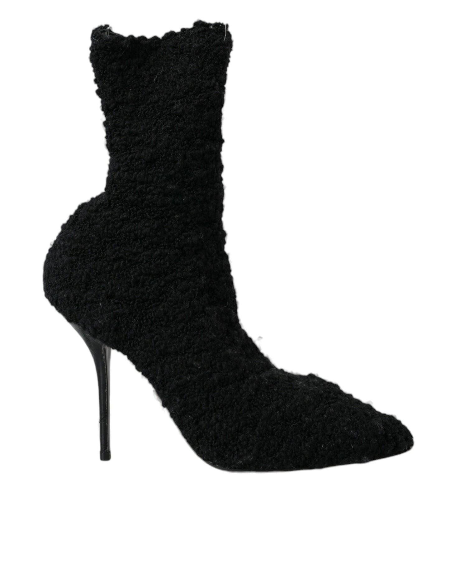 Dolce &amp; Gabbana Black Stiletto Heels Mid Calf Boots Shoes