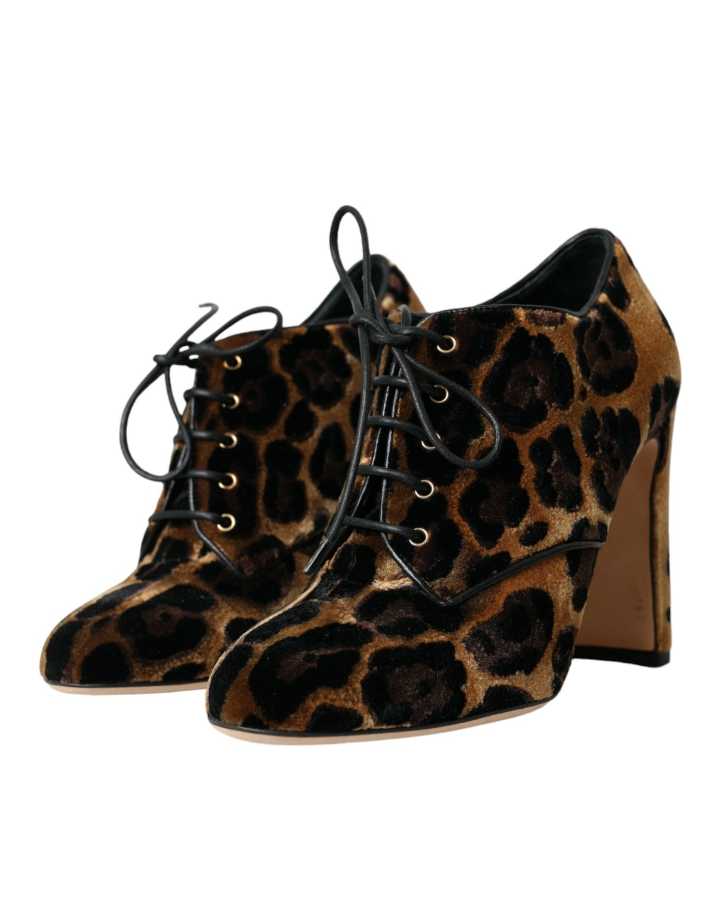 Dolce &amp; Gabbana Ruskea Leopard Hair Lace Up Boots -kengät