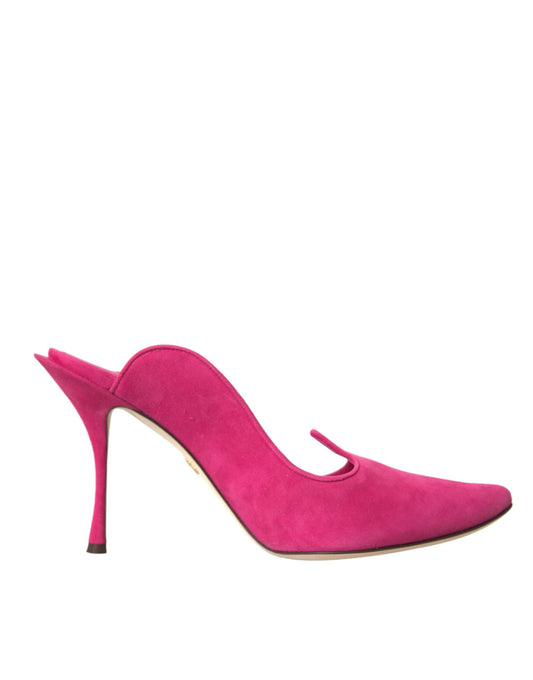 Dolce &amp; Gabbana Fuchsia Suede Mules Sandals -kengät