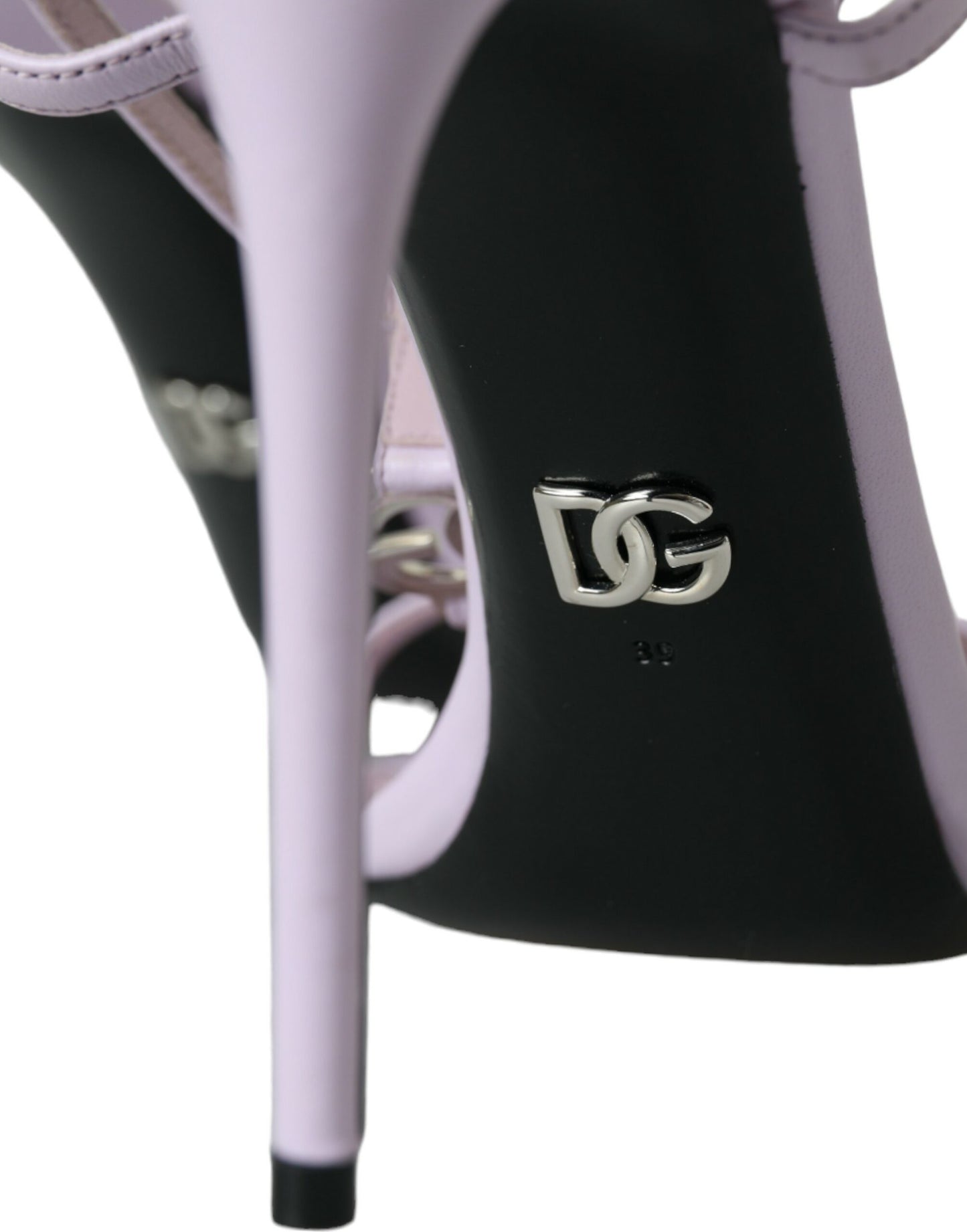 Dolce &amp; Gabbana Purple Leather Logo Nilkkahihna Heels Sandaalit Kengät