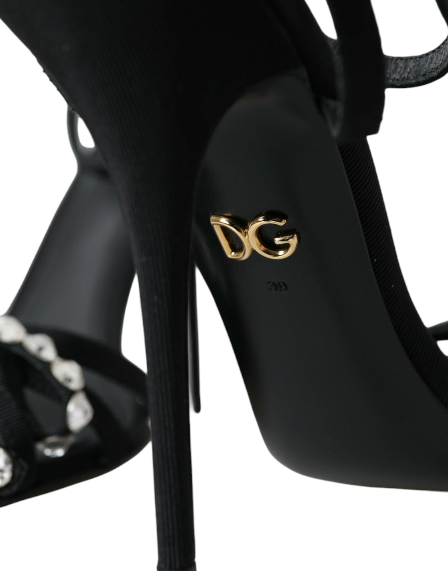 Dolce &amp; Gabbana Black Viscose Crystal Bow Heels Sandaalit Kengät