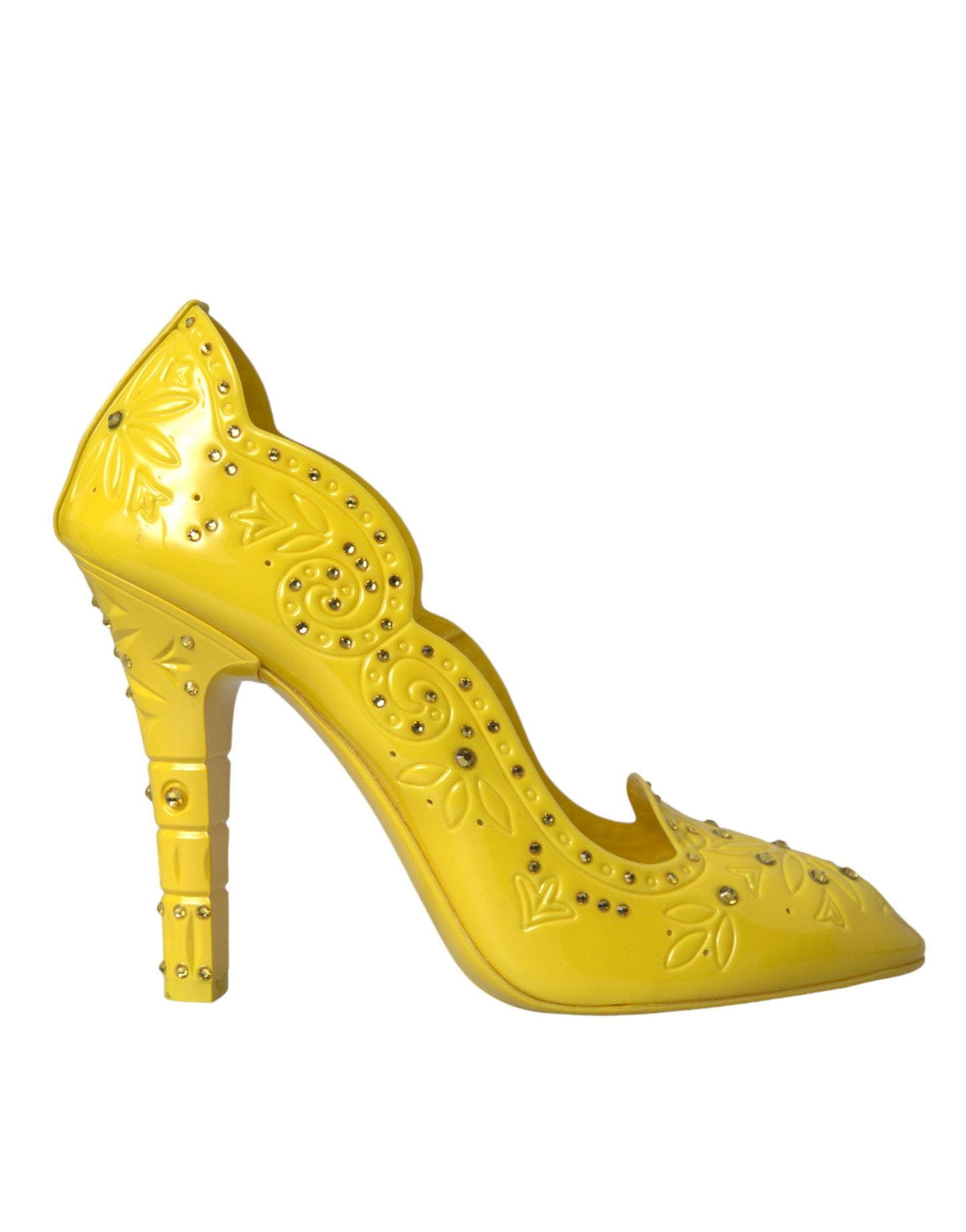 Dolce &amp; Gabbana Yellow Crystal CINDERELLA Heels Pumps Shoes