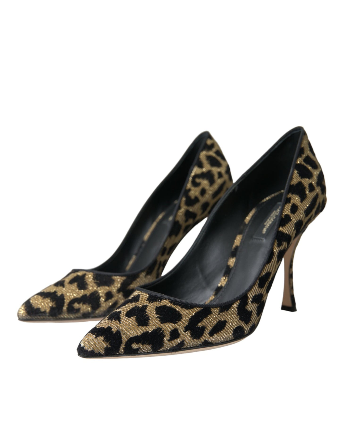 Dolce & Gabbana Schwarz Gold Leopard Lurex Heels Pumps Schuhe