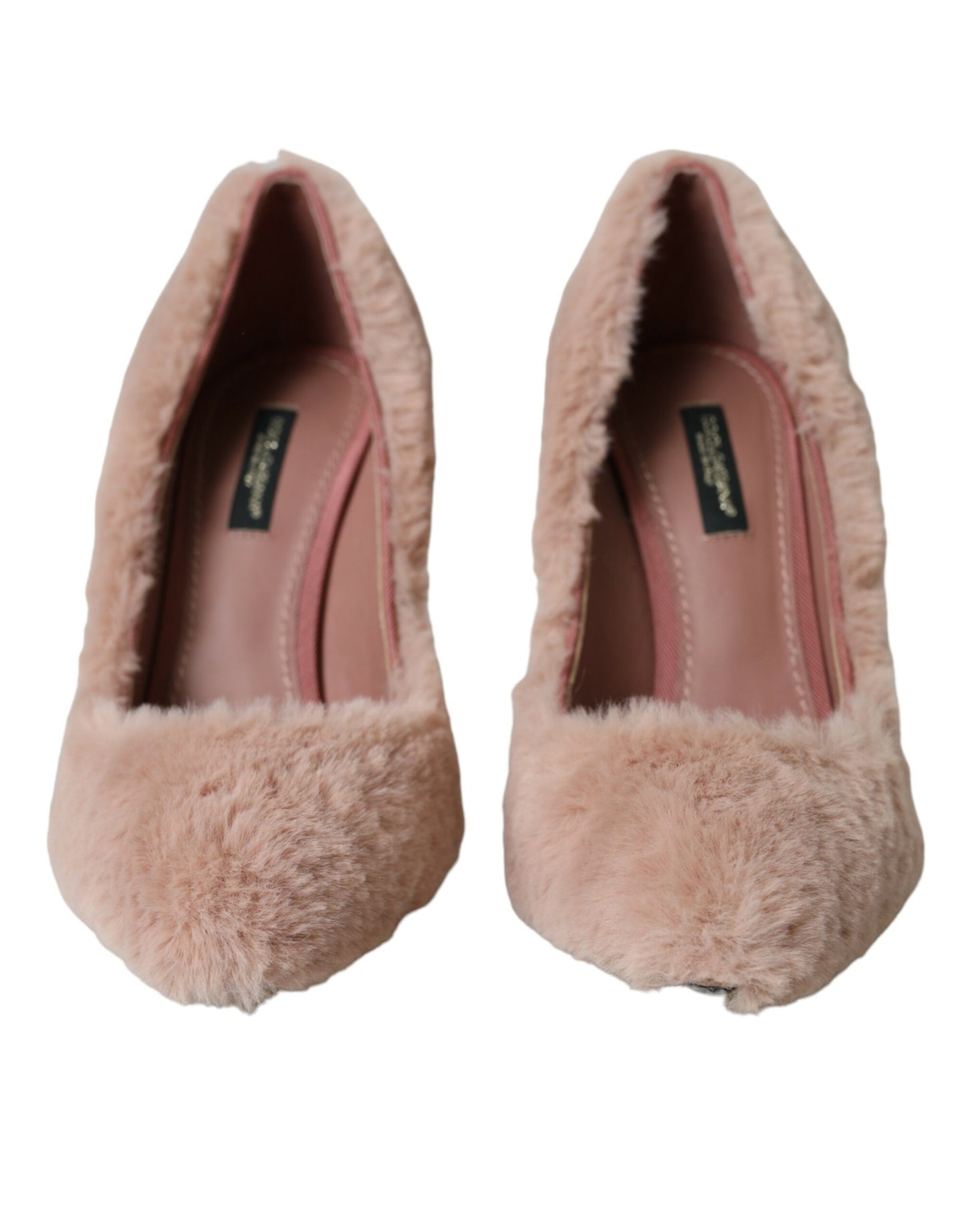 Dolce &amp; Gabbana Light Pink Faux Fur Heels Pumps Shoes