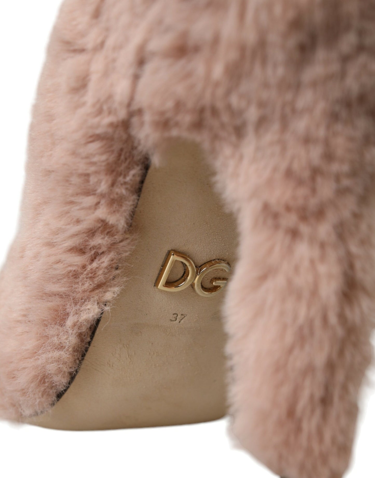 Dolce &amp; Gabbana Light Pink Faux Fur Heels Pumps Shoes