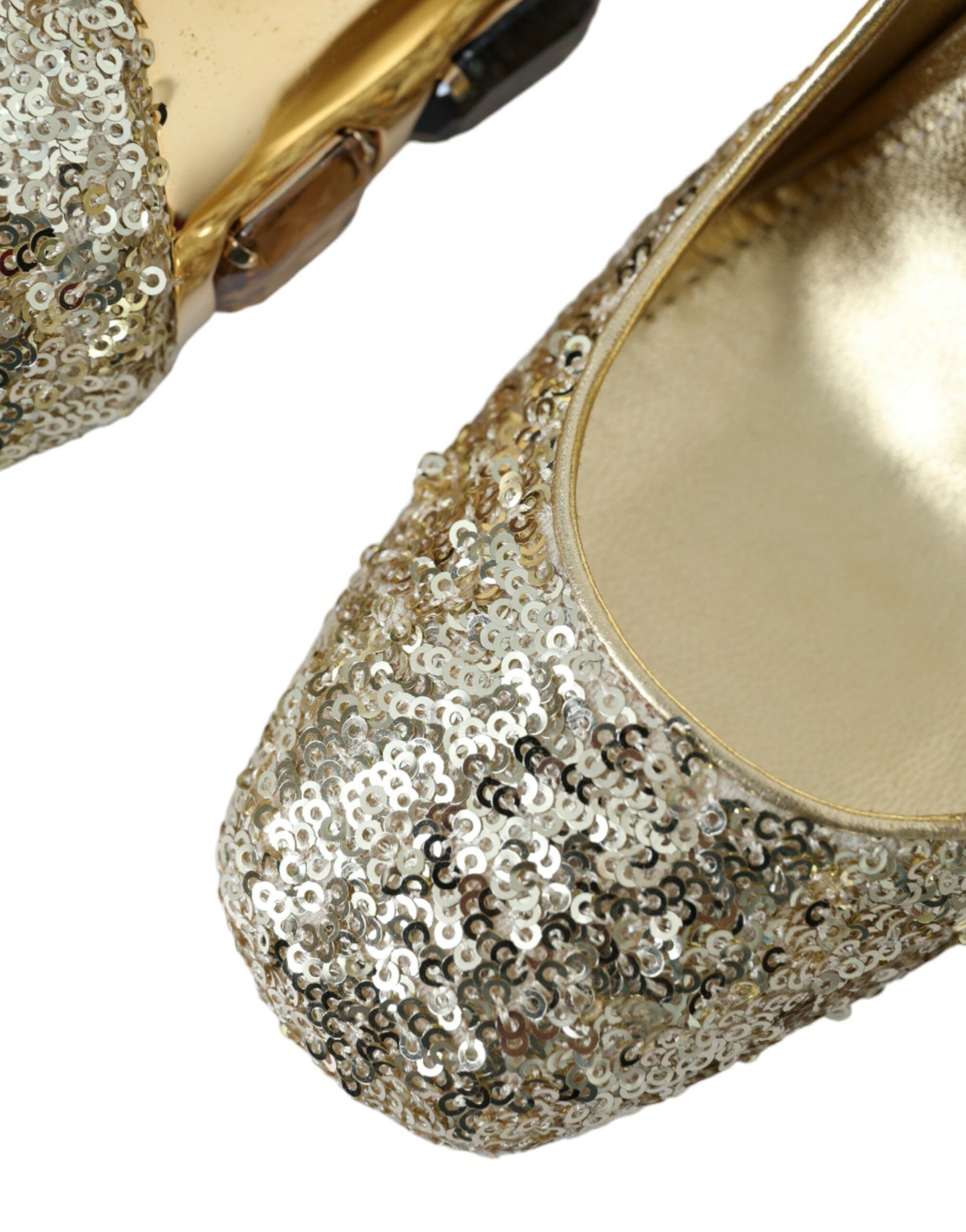 Dolce &amp; Gabbana Gold Sequin Crystal Heels Pumps -kengät