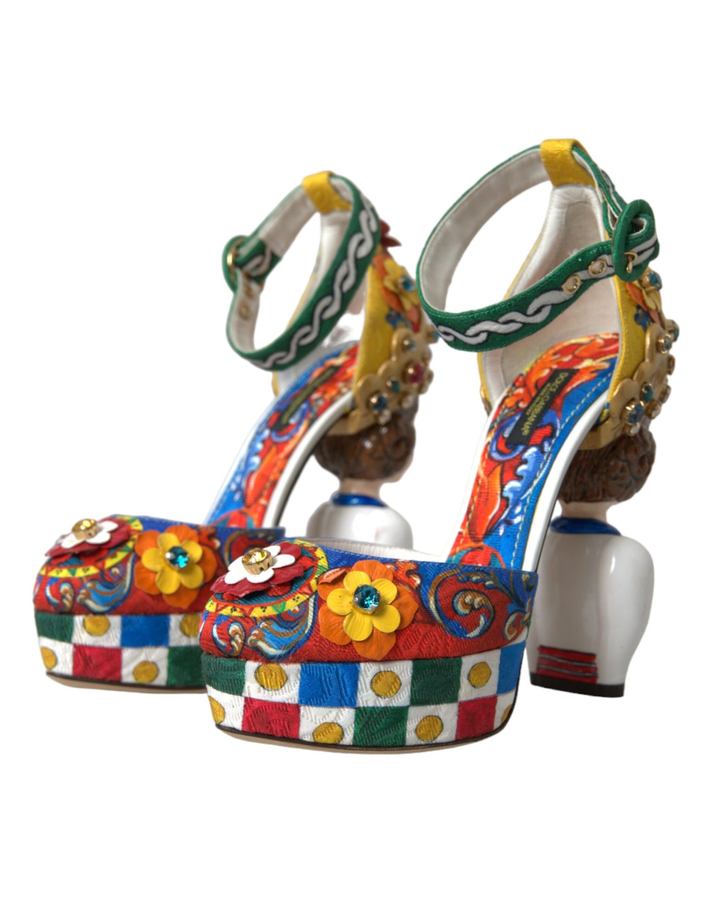 Dolce &amp; Gabbana Multicolor Carretto Embellished Sandals Shoes