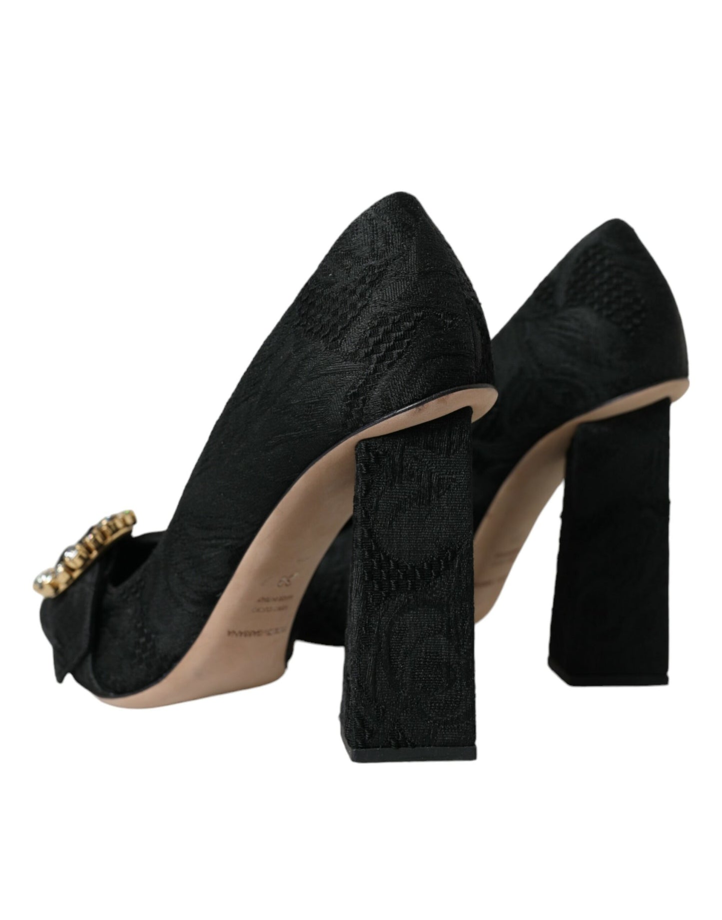 Dolce &amp; Gabbana Black Brocade Crystals Heels Pumps -kengät