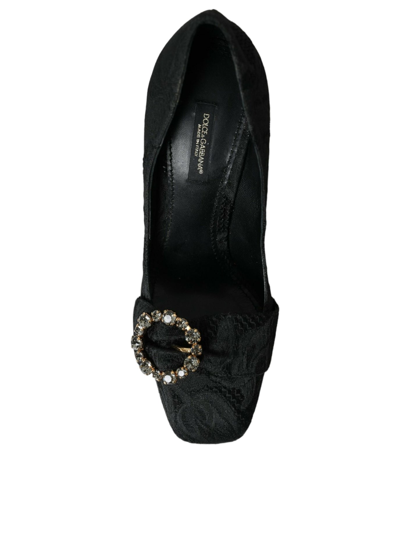 Dolce &amp; Gabbana Black Brocade Crystals Heels Pumps -kengät