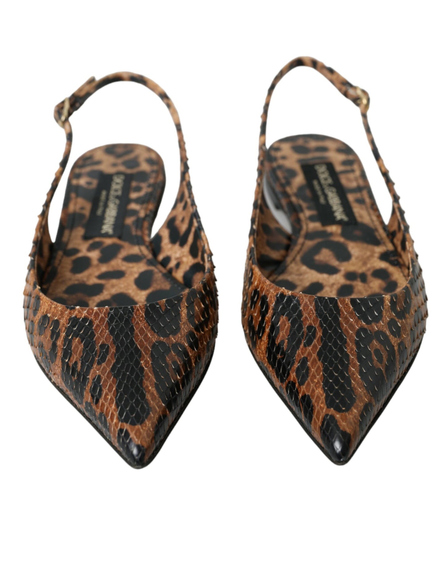 Dolce &amp; Gabbana Brown Leopard Exotic Skin Slingback -kengät