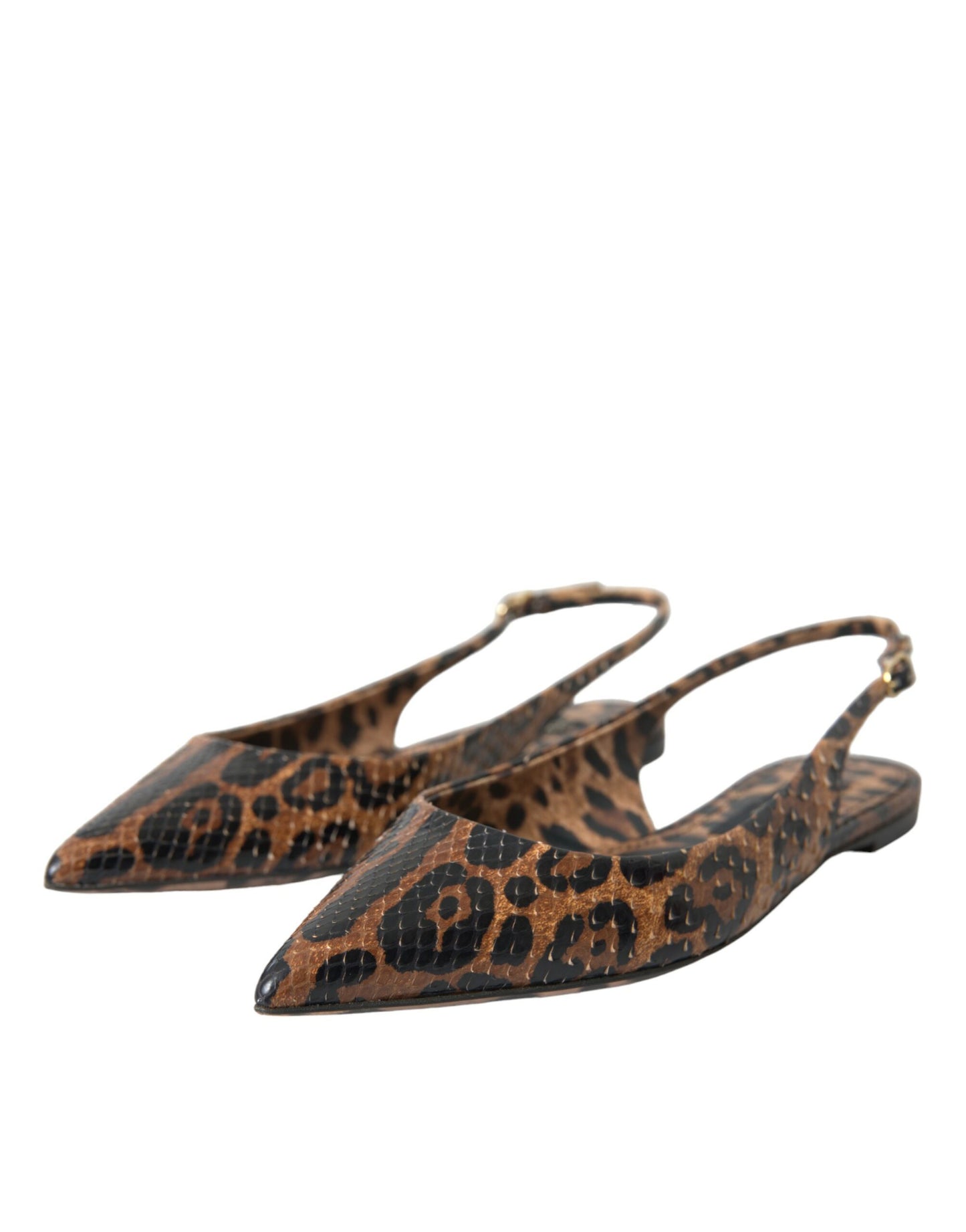 Dolce &amp; Gabbana Brown Leopard Exotic Skin Slingback -kengät