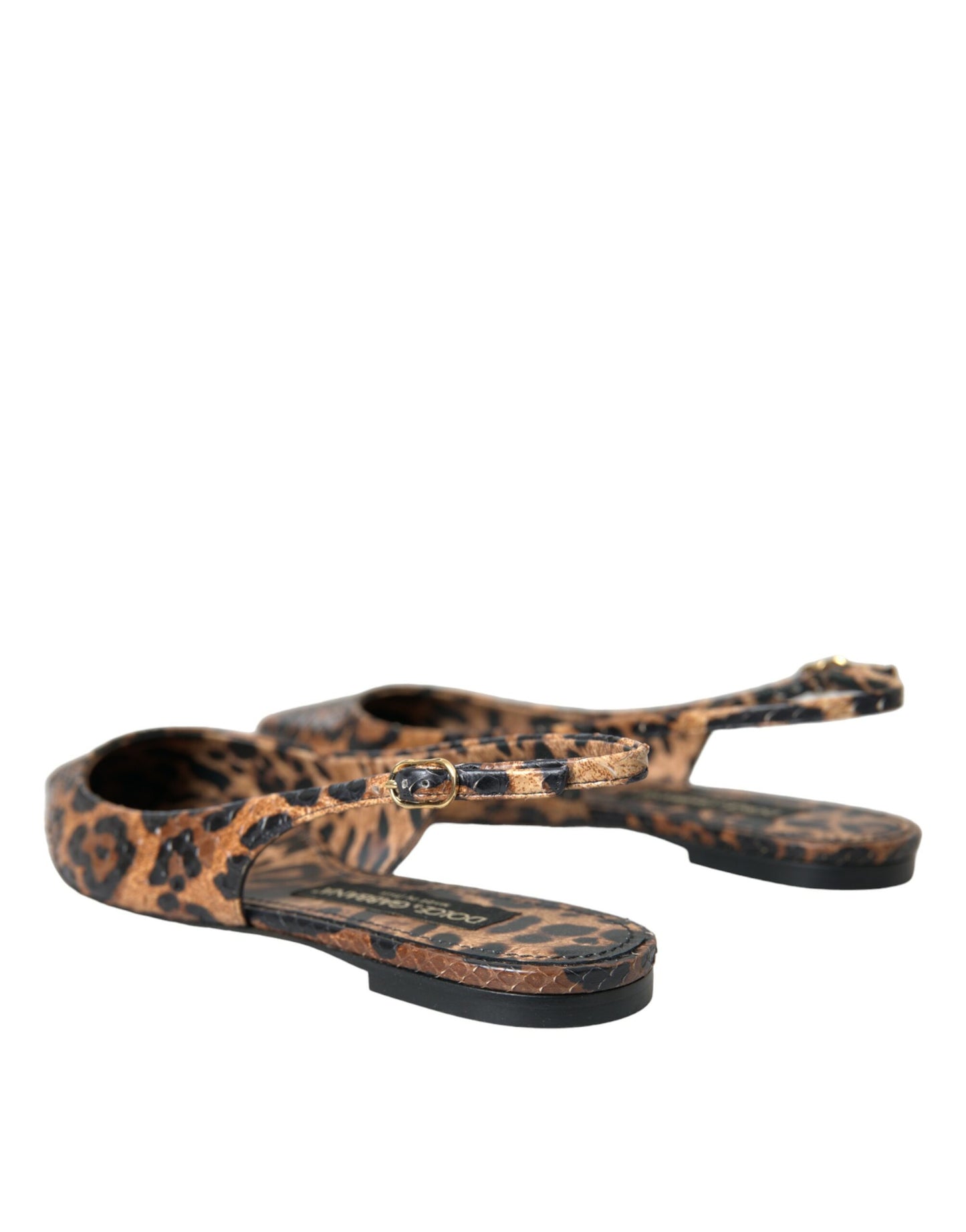 Dolce &amp; Gabbana Brown Leopard Exotic Skin Slingback -kengät