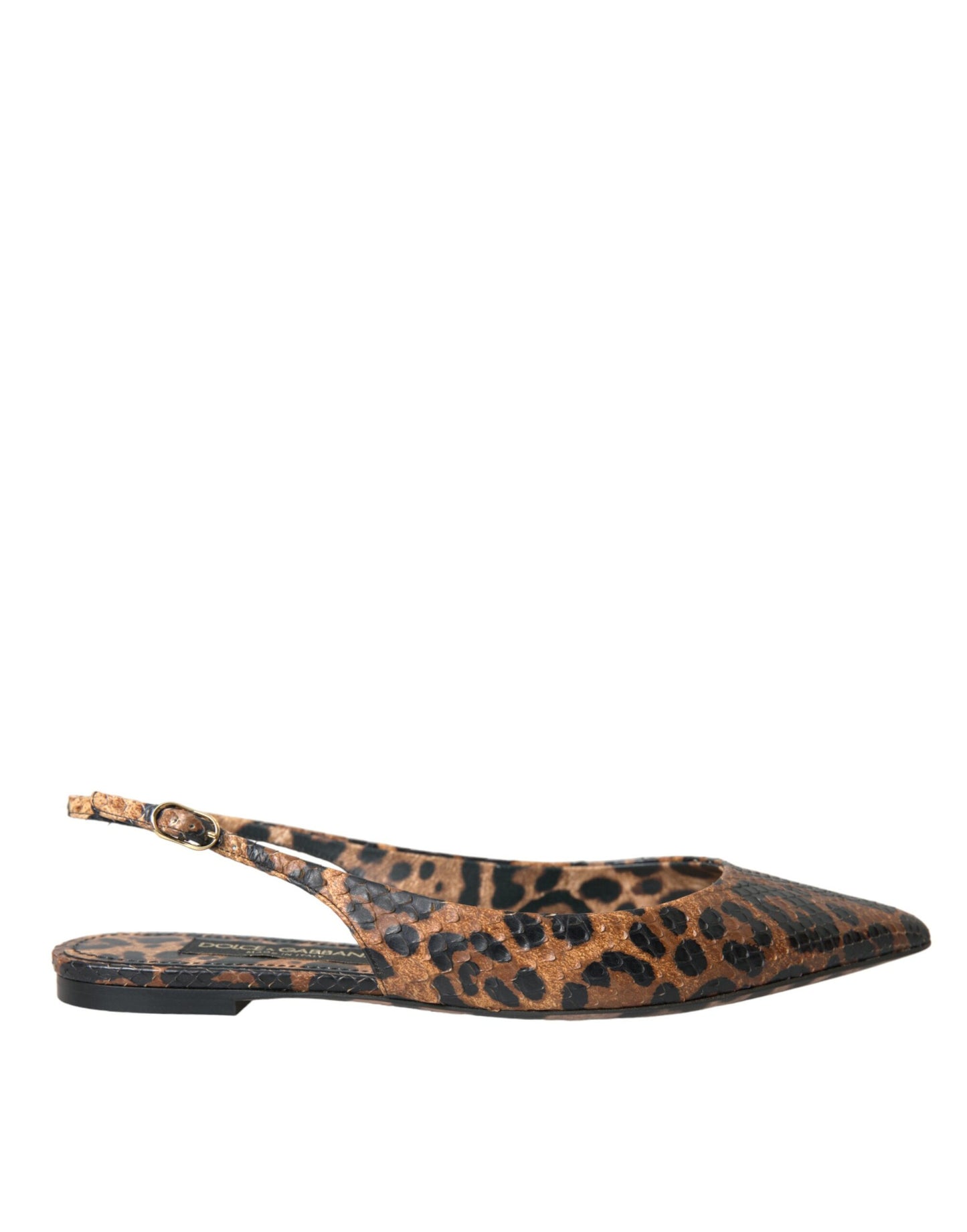 Dolce &amp; Gabbana Brown Leopard Exotic Skin Slingback -kengät