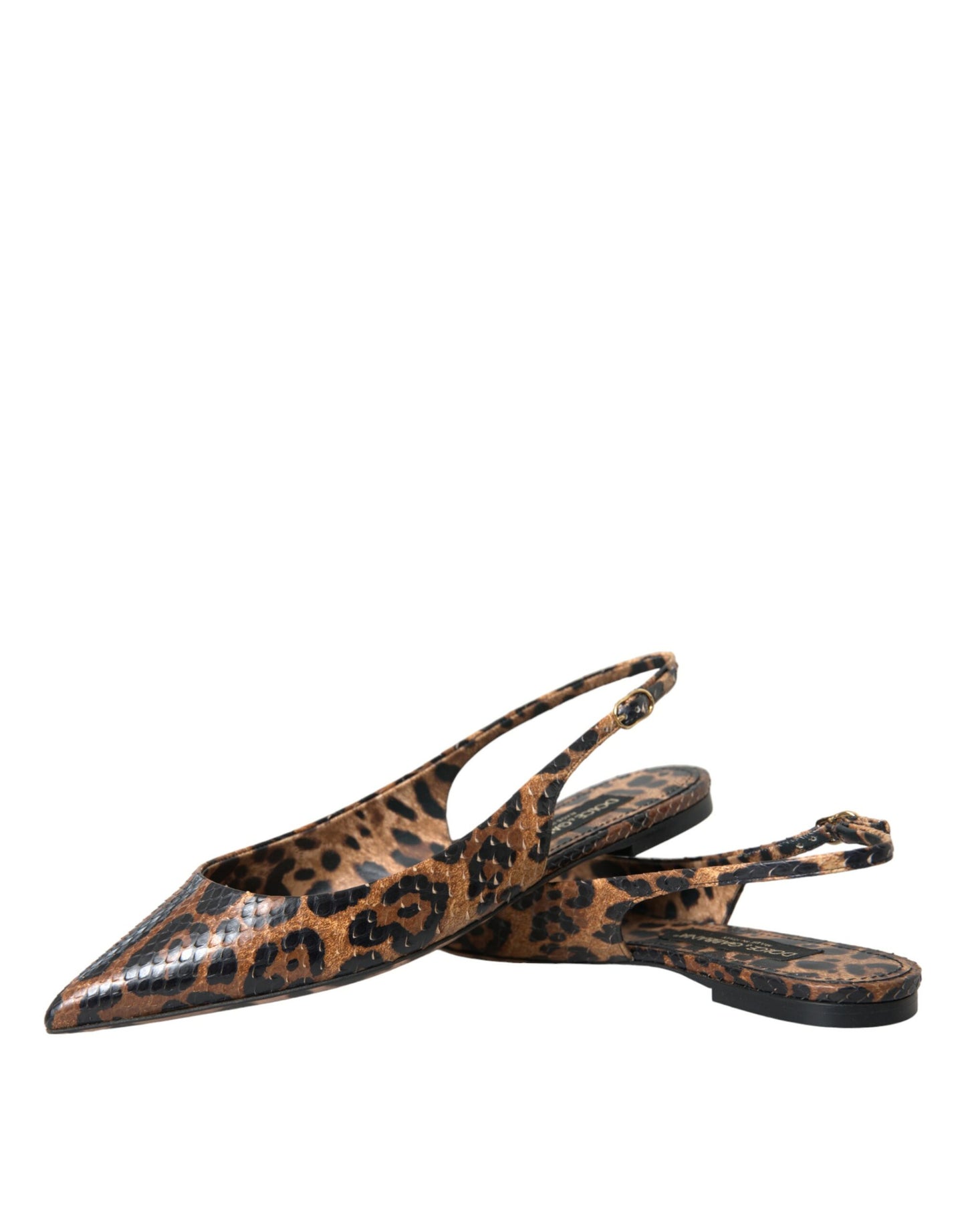 Dolce &amp; Gabbana Brown Leopard Exotic Skin Slingback -kengät