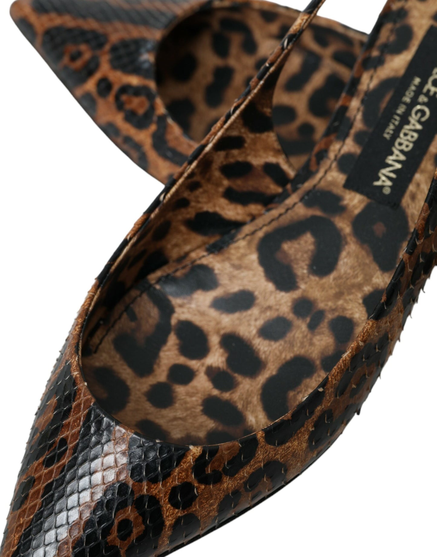 Dolce &amp; Gabbana Brown Leopard Exotic Skin Slingback -kengät