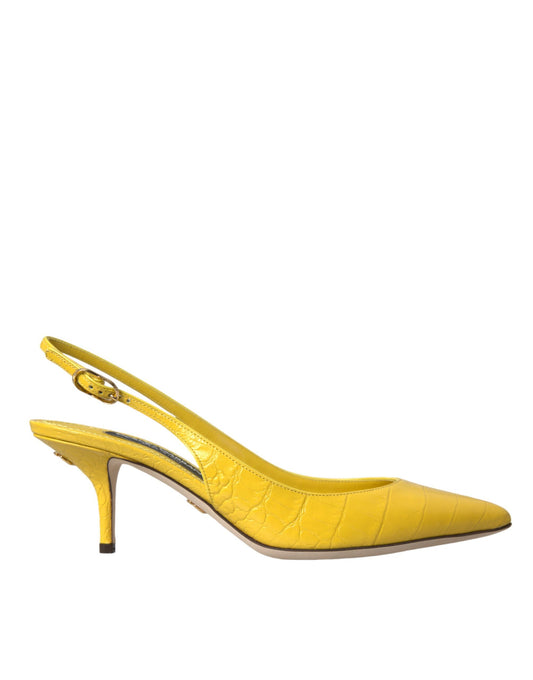 Dolce &amp; Gabbana Yellow Leather Slingbacks Heels -kengät